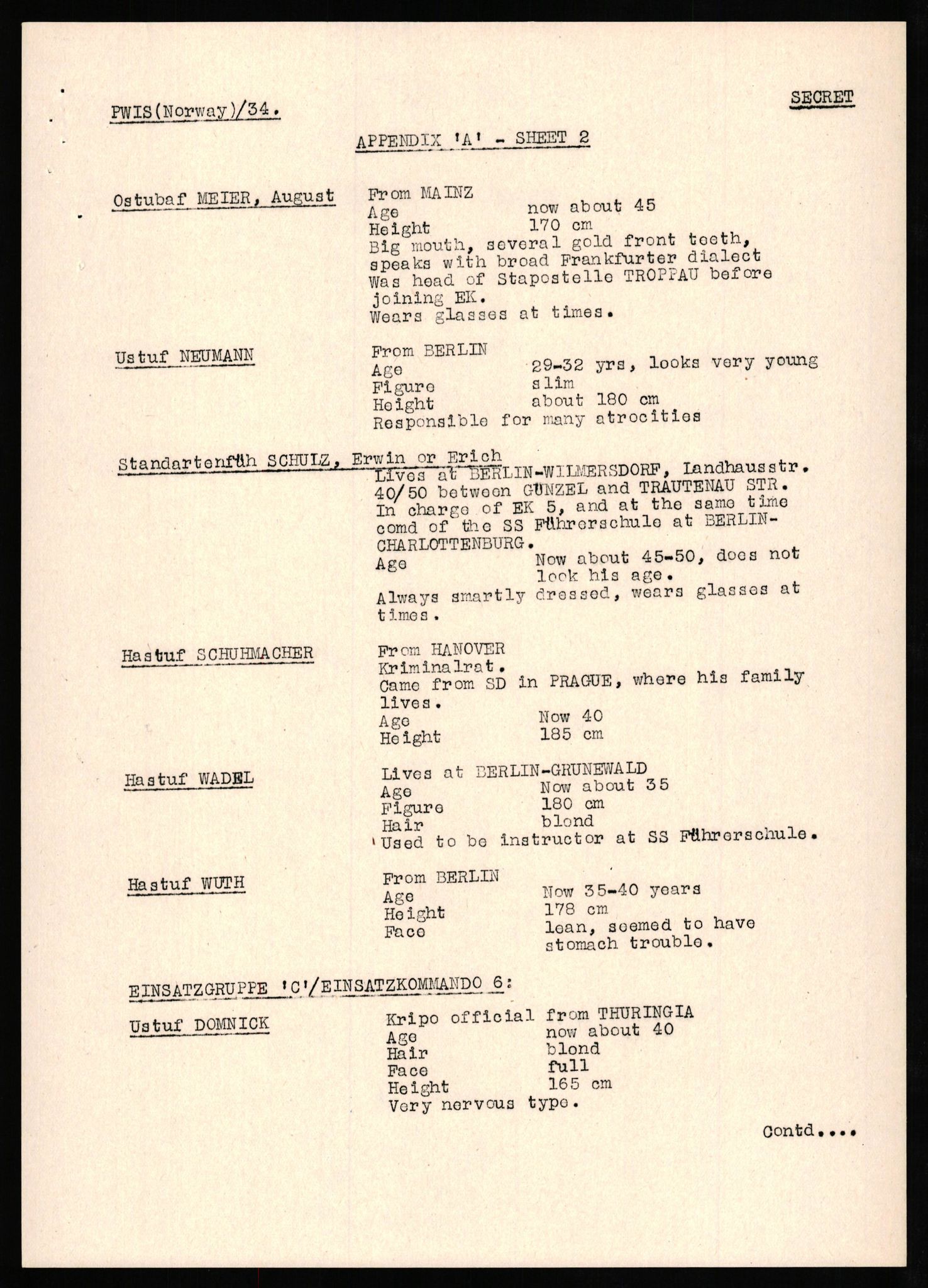 Forsvaret, Forsvarets overkommando II, AV/RA-RAFA-3915/D/Db/L0024: CI Questionaires. Tyske okkupasjonsstyrker i Norge. Tyskere., 1945-1946, p. 519