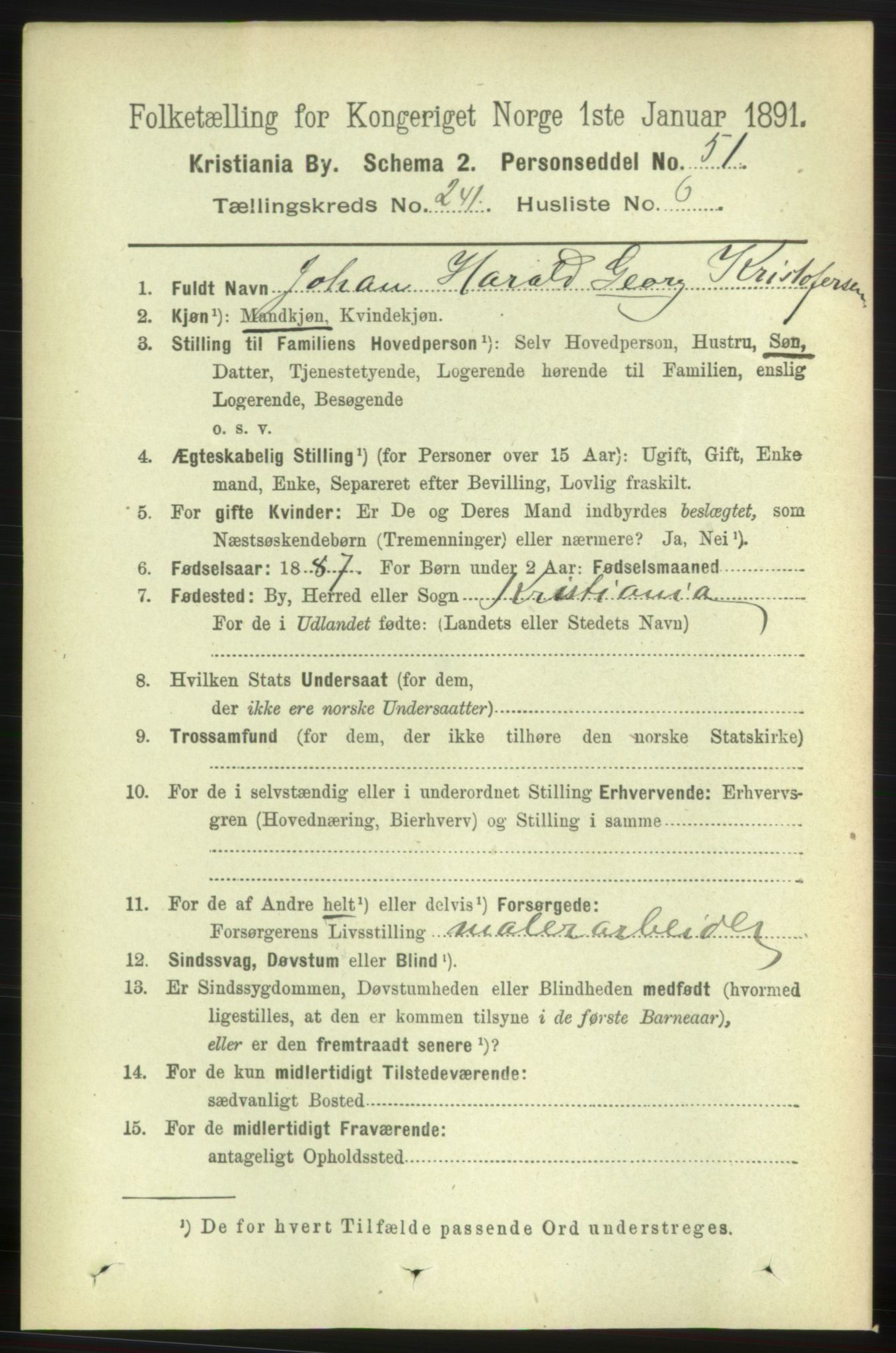 RA, 1891 census for 0301 Kristiania, 1891, p. 141873