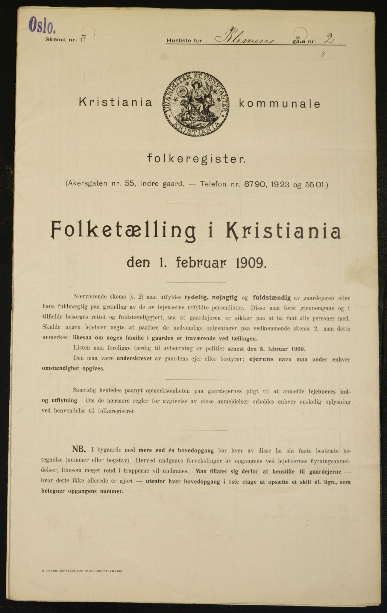 OBA, Municipal Census 1909 for Kristiania, 1909, p. 11574