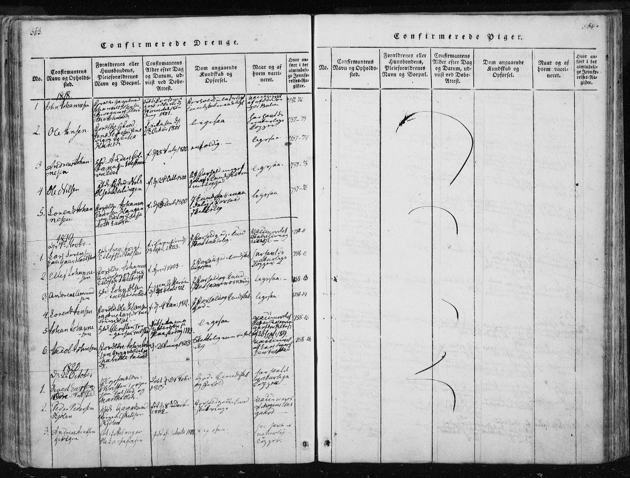 Ministerialprotokoller, klokkerbøker og fødselsregistre - Nord-Trøndelag, AV/SAT-A-1458/717/L0148: Parish register (official) no. 717A04 /3, 1816-1825, p. 563-564