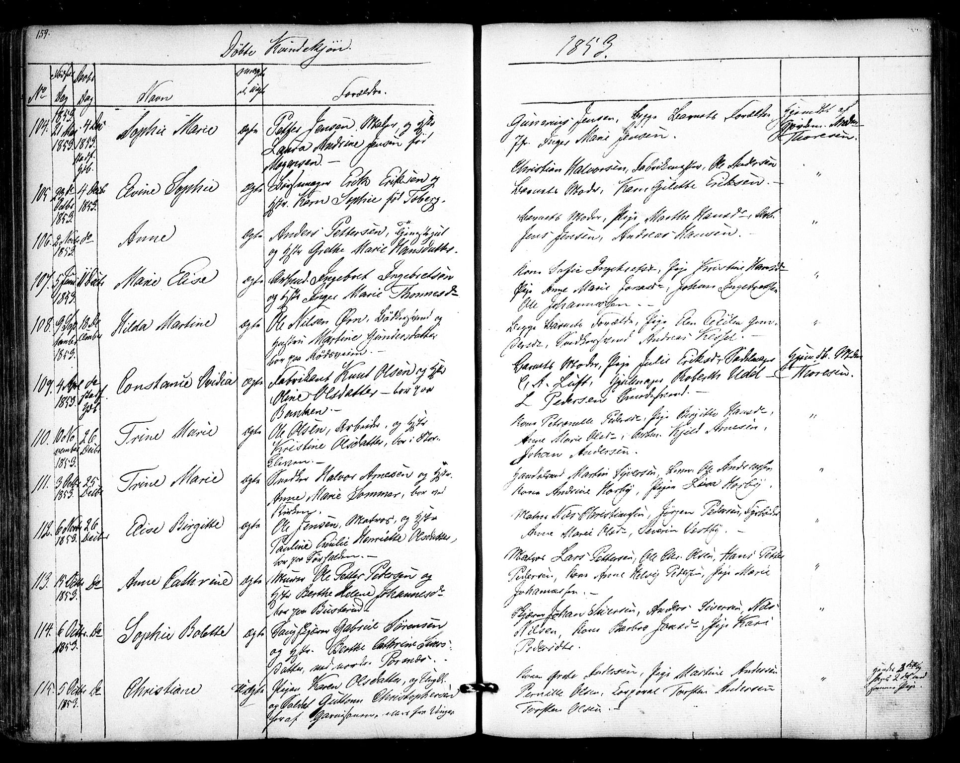 Halden prestekontor Kirkebøker, AV/SAO-A-10909/F/Fa/L0006: Parish register (official) no. I 6, 1845-1856, p. 159