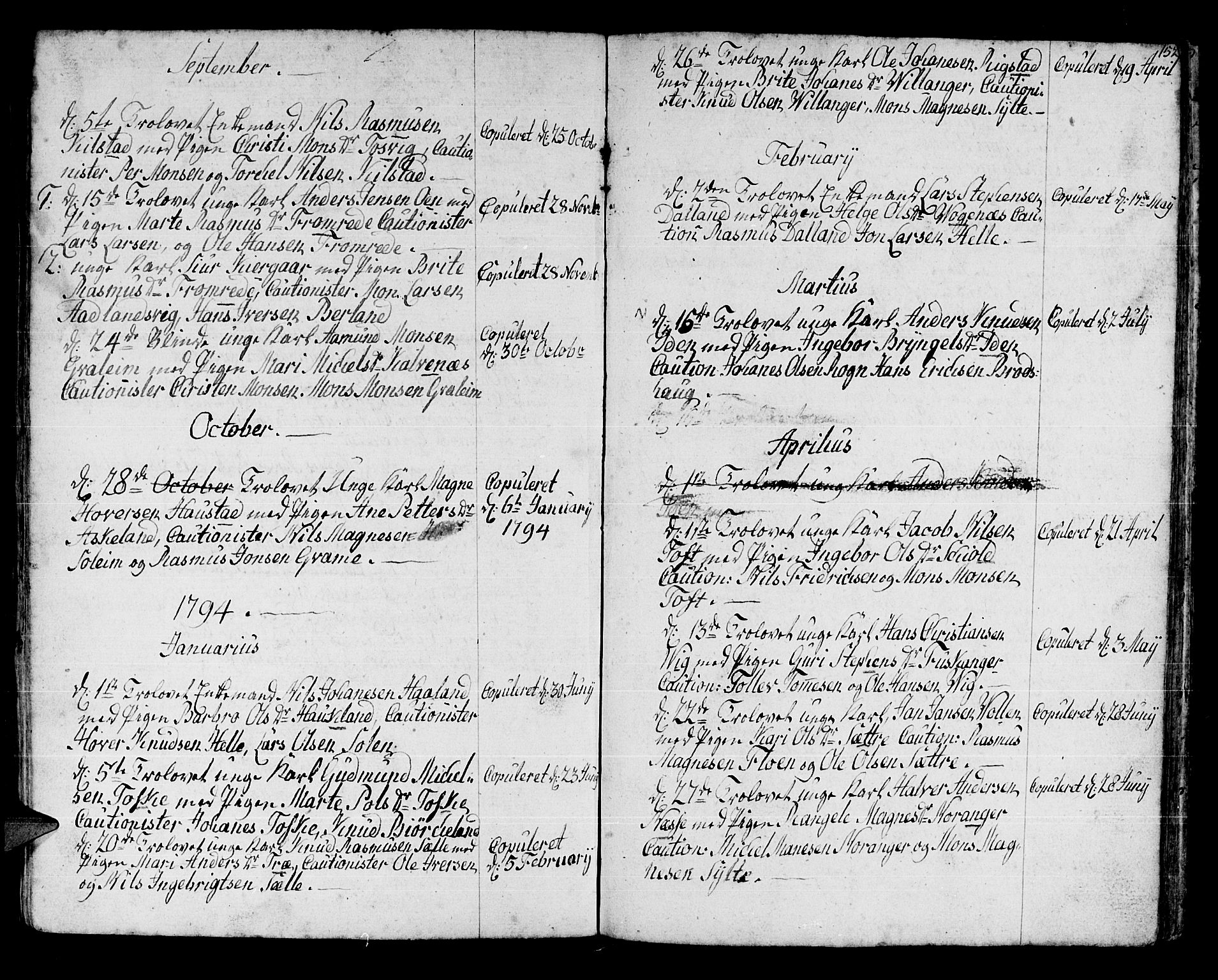 Manger sokneprestembete, SAB/A-76801/H/Haa: Parish register (official) no. A 2, 1792-1815, p. 152