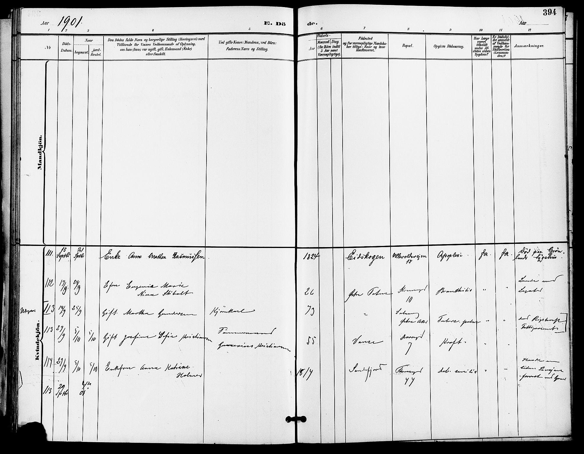 Gamle Aker prestekontor Kirkebøker, AV/SAO-A-10617a/F/L0011: Parish register (official) no. 11, 1896-1901, p. 394