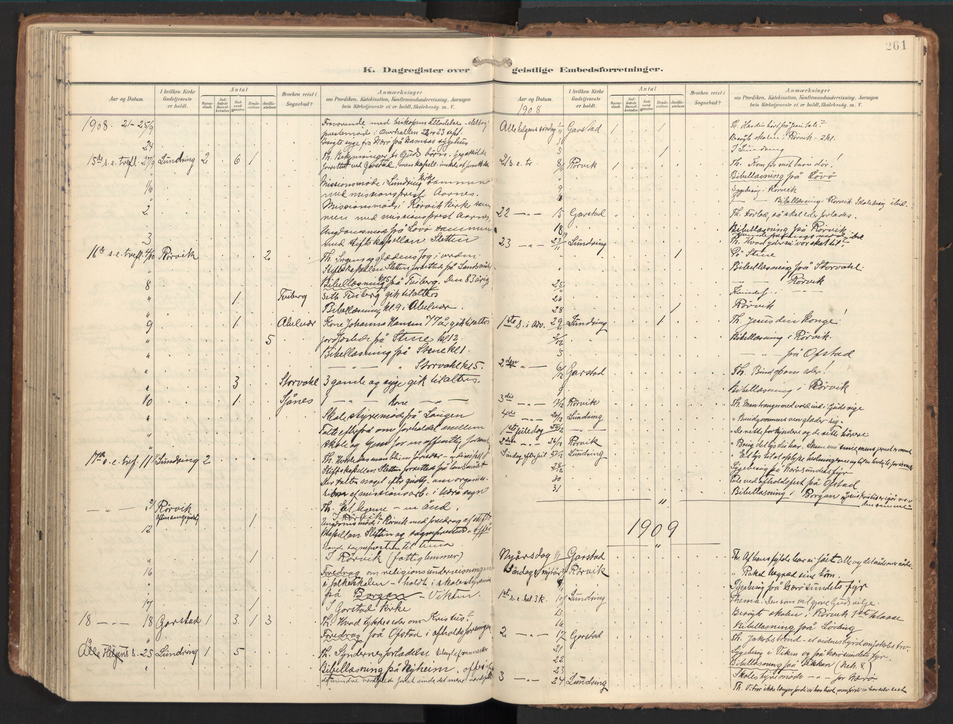 Ministerialprotokoller, klokkerbøker og fødselsregistre - Nord-Trøndelag, SAT/A-1458/784/L0677: Parish register (official) no. 784A12, 1900-1920, p. 261