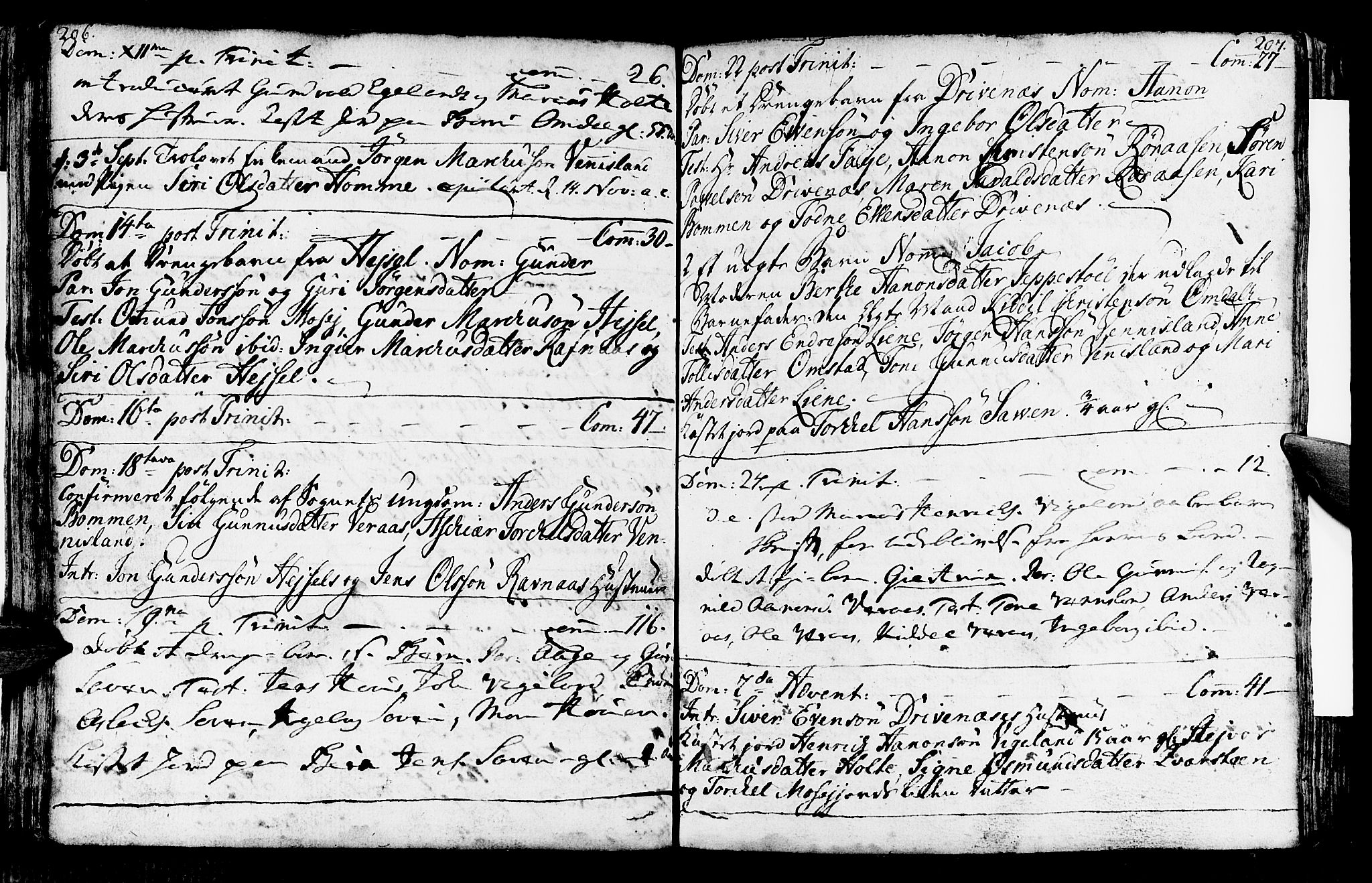 Vennesla sokneprestkontor, SAK/1111-0045/Fa/Fab/L0001: Parish register (official) no. A 1, 1741-1794, p. 206-207