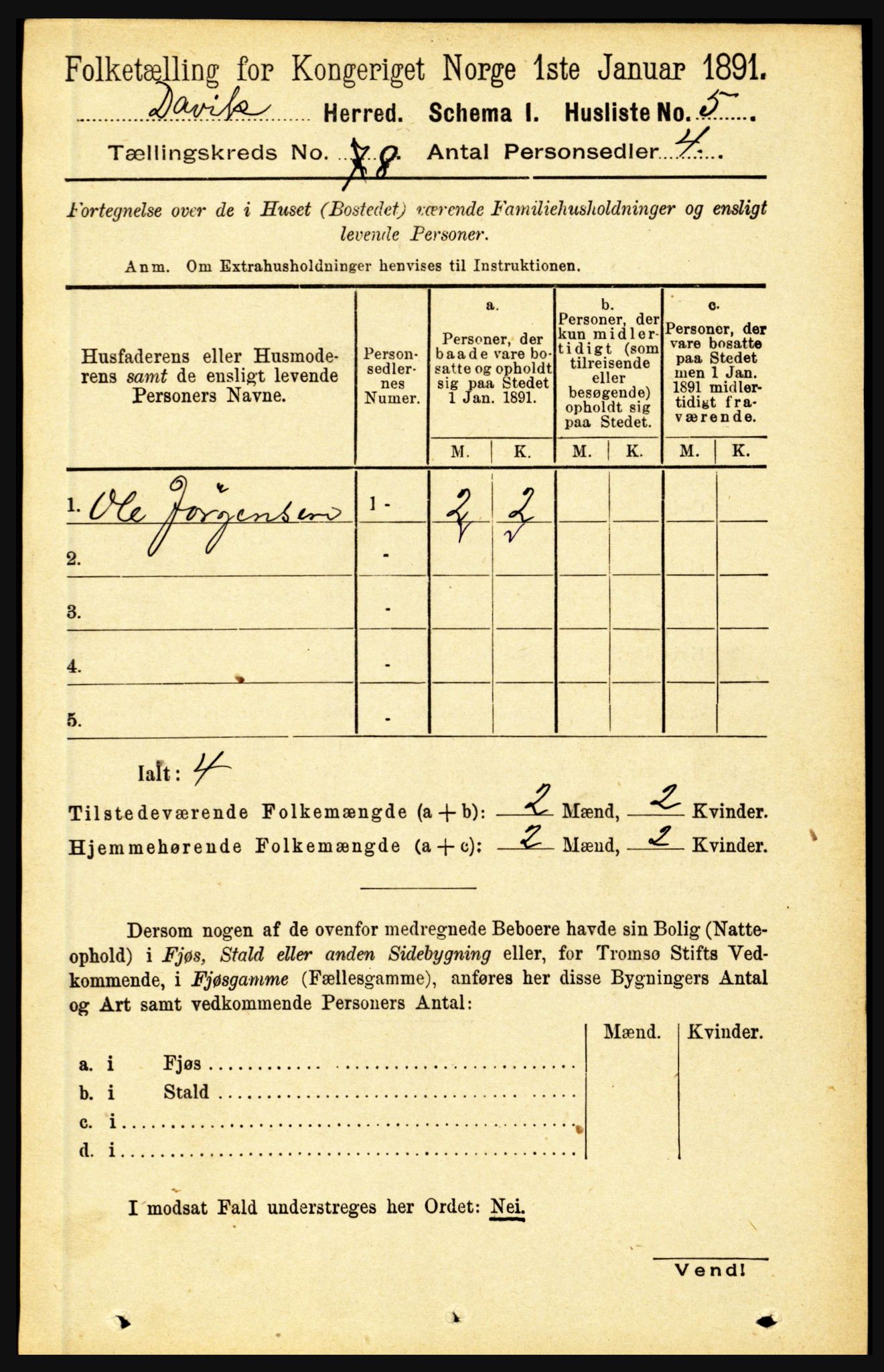 RA, 1891 census for 1442 Davik, 1891, p. 3185