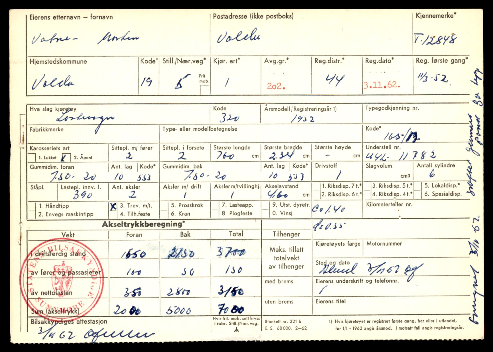 Møre og Romsdal vegkontor - Ålesund trafikkstasjon, AV/SAT-A-4099/F/Fe/L0036: Registreringskort for kjøretøy T 12831 - T 13030, 1927-1998, p. 371
