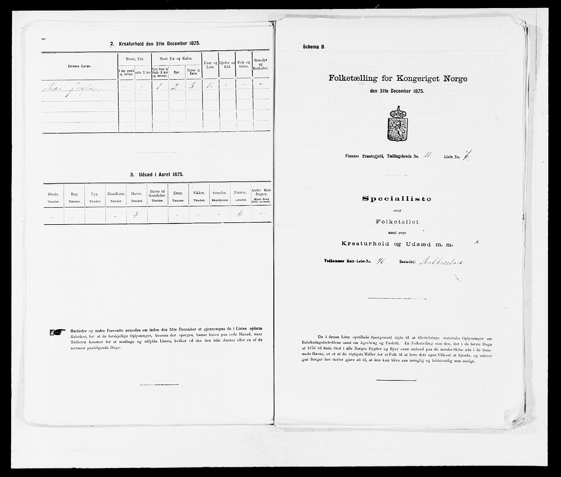 SAB, 1875 census for 1218P Finnås, 1875, p. 1308