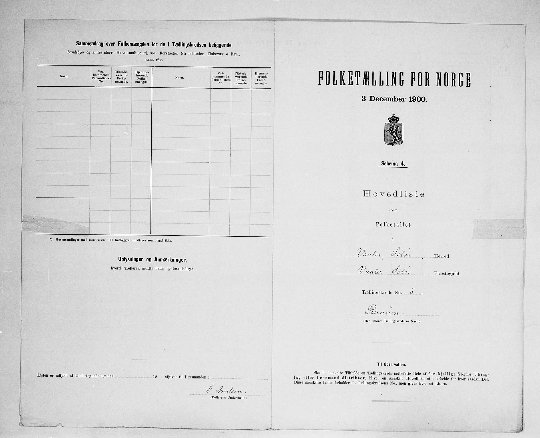 SAH, 1900 census for Våler, 1900, p. 34