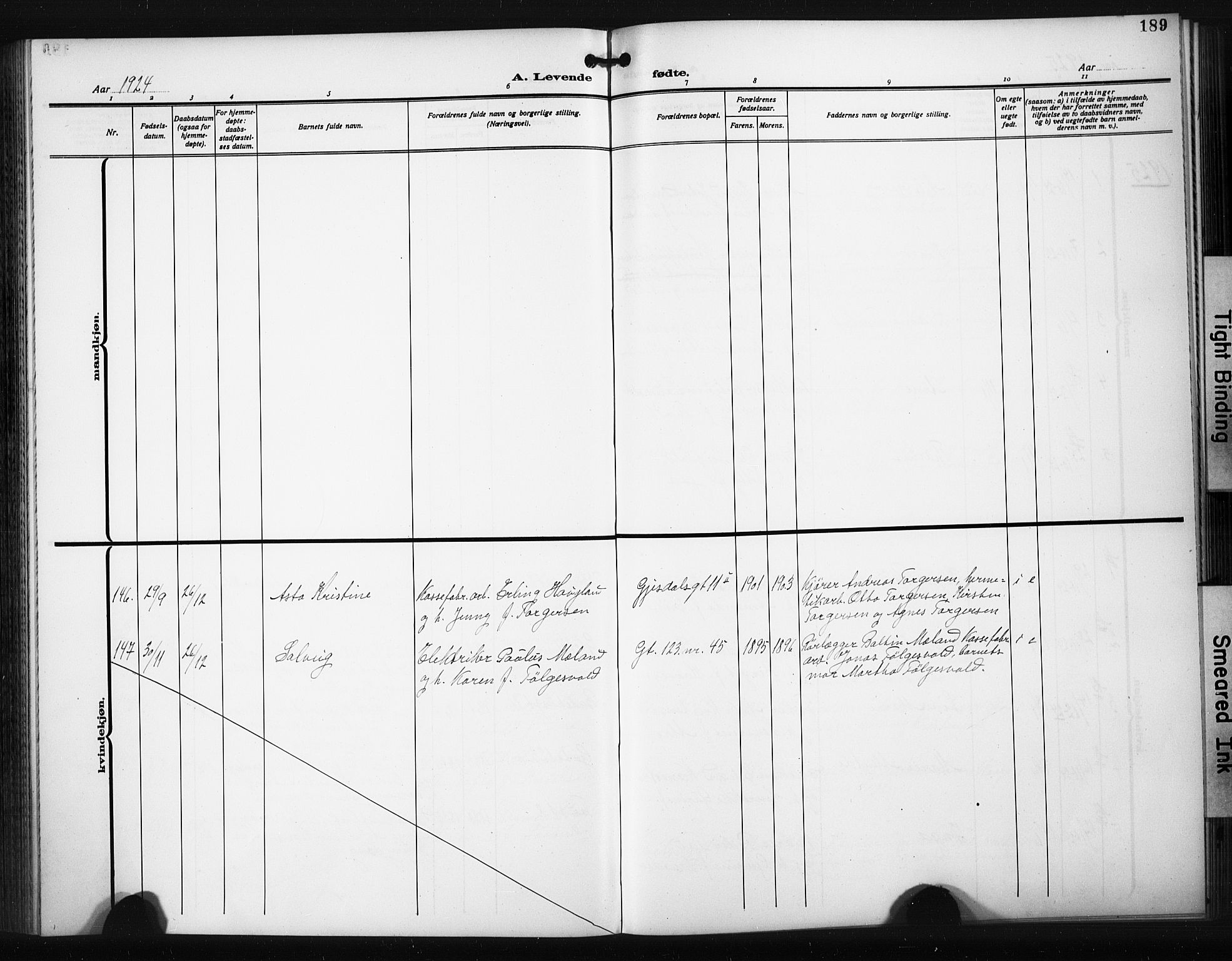 St. Johannes sokneprestkontor, AV/SAST-A-101814/001/30/30BB/L0008: Parish register (copy) no. B 8, 1918-1929, p. 189