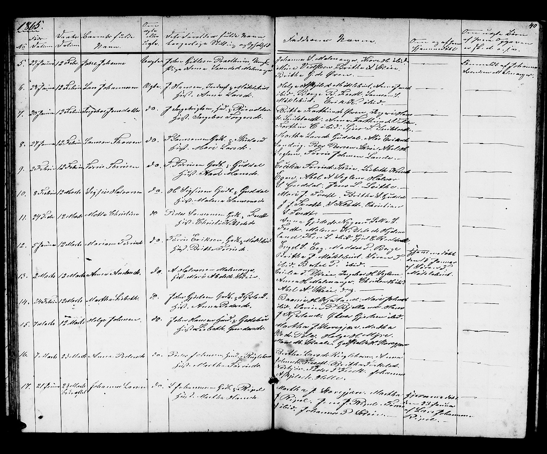 Kvinnherad sokneprestembete, SAB/A-76401/H/Hab: Parish register (copy) no. A 1, 1856-1873, p. 40