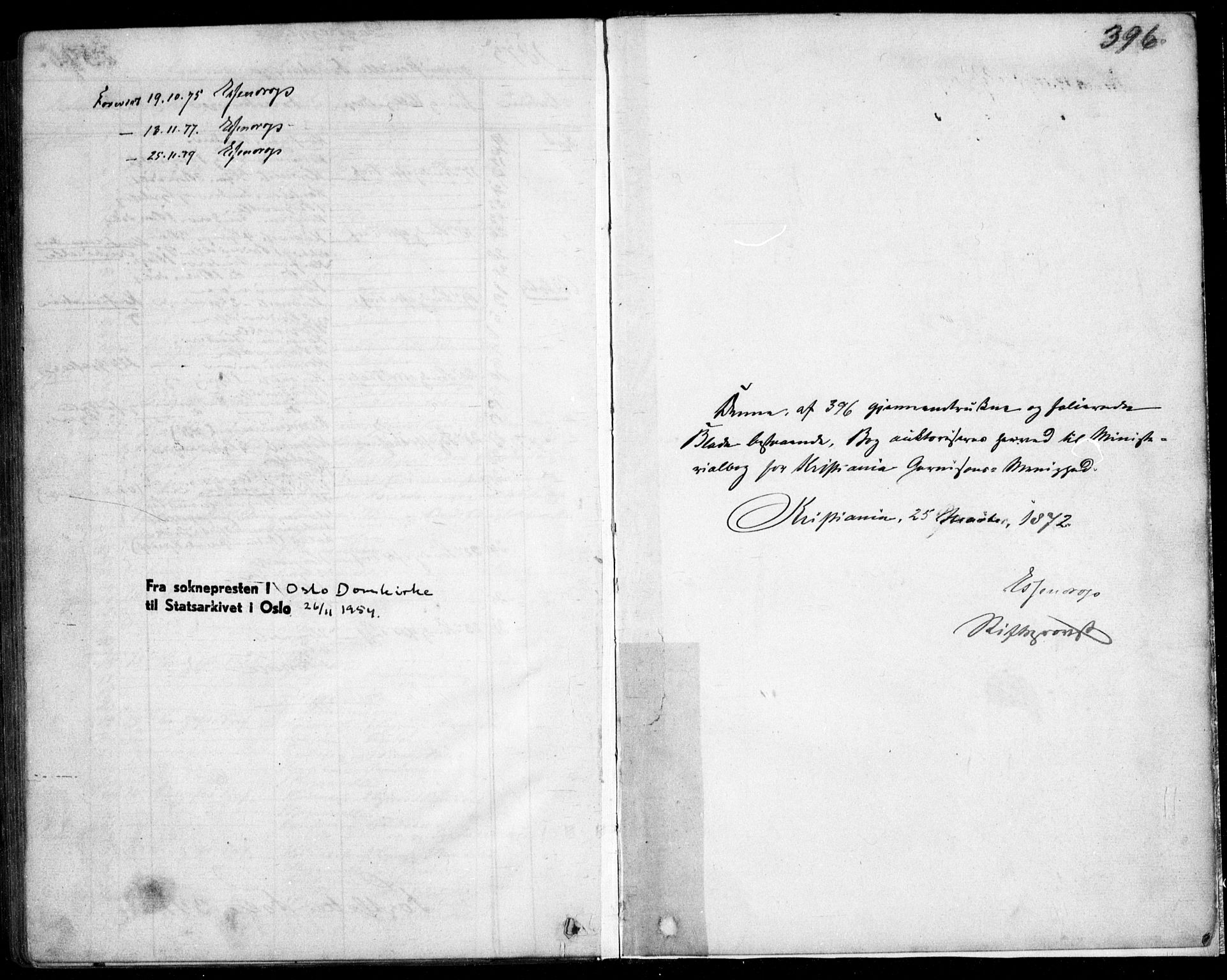 Garnisonsmenigheten Kirkebøker, SAO/A-10846/F/Fa/L0011: Parish register (official) no. 11, 1870-1880, p. 396