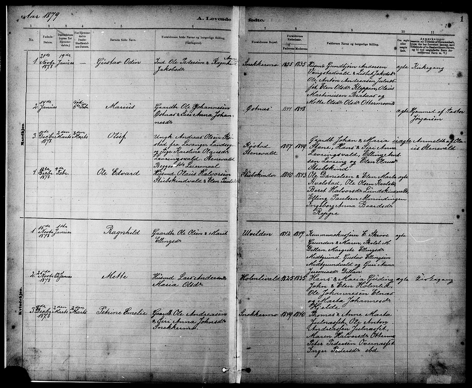 Ministerialprotokoller, klokkerbøker og fødselsregistre - Nord-Trøndelag, SAT/A-1458/724/L0267: Parish register (copy) no. 724C03, 1879-1898, p. 1
