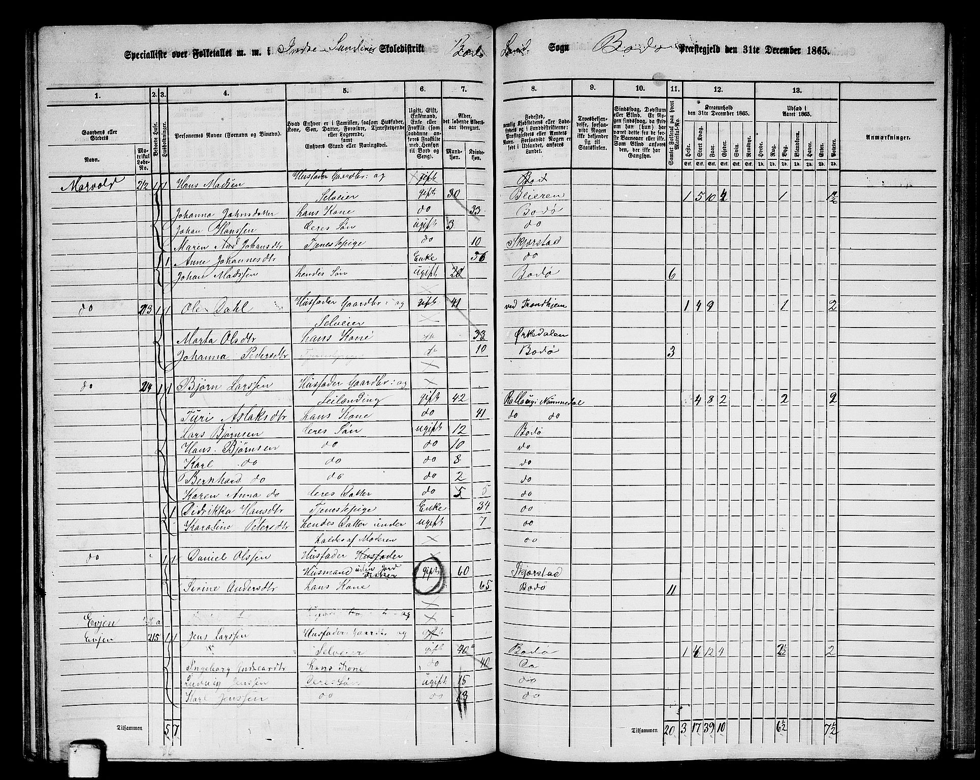 RA, 1865 census for Bodø/Bodø, 1865, p. 126