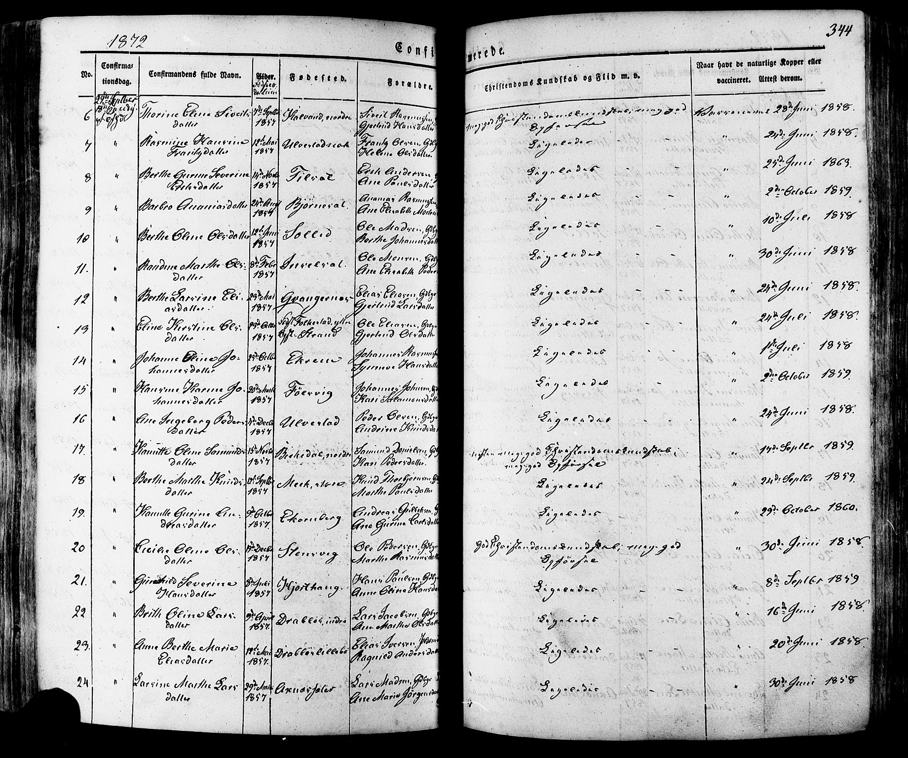 Ministerialprotokoller, klokkerbøker og fødselsregistre - Møre og Romsdal, SAT/A-1454/511/L0140: Parish register (official) no. 511A07, 1851-1878, p. 344