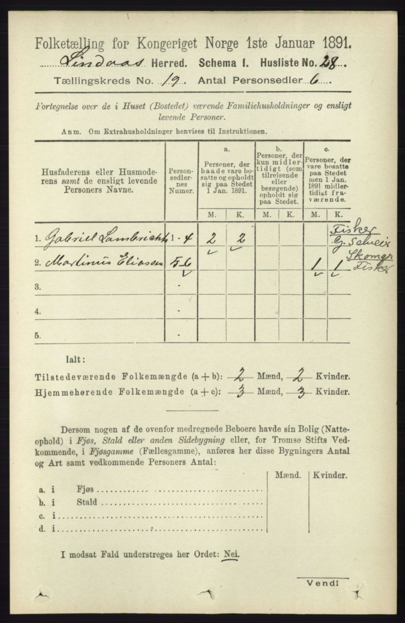 RA, 1891 census for 1263 Lindås, 1891, p. 6900
