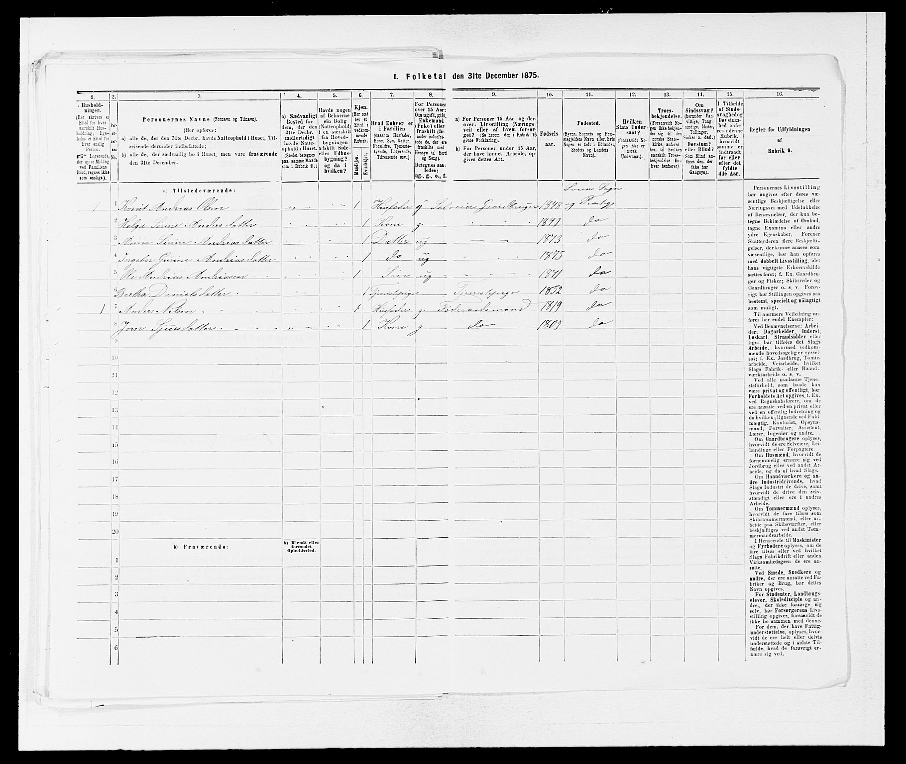 SAB, 1875 census for 1216P Sveio, 1875, p. 620