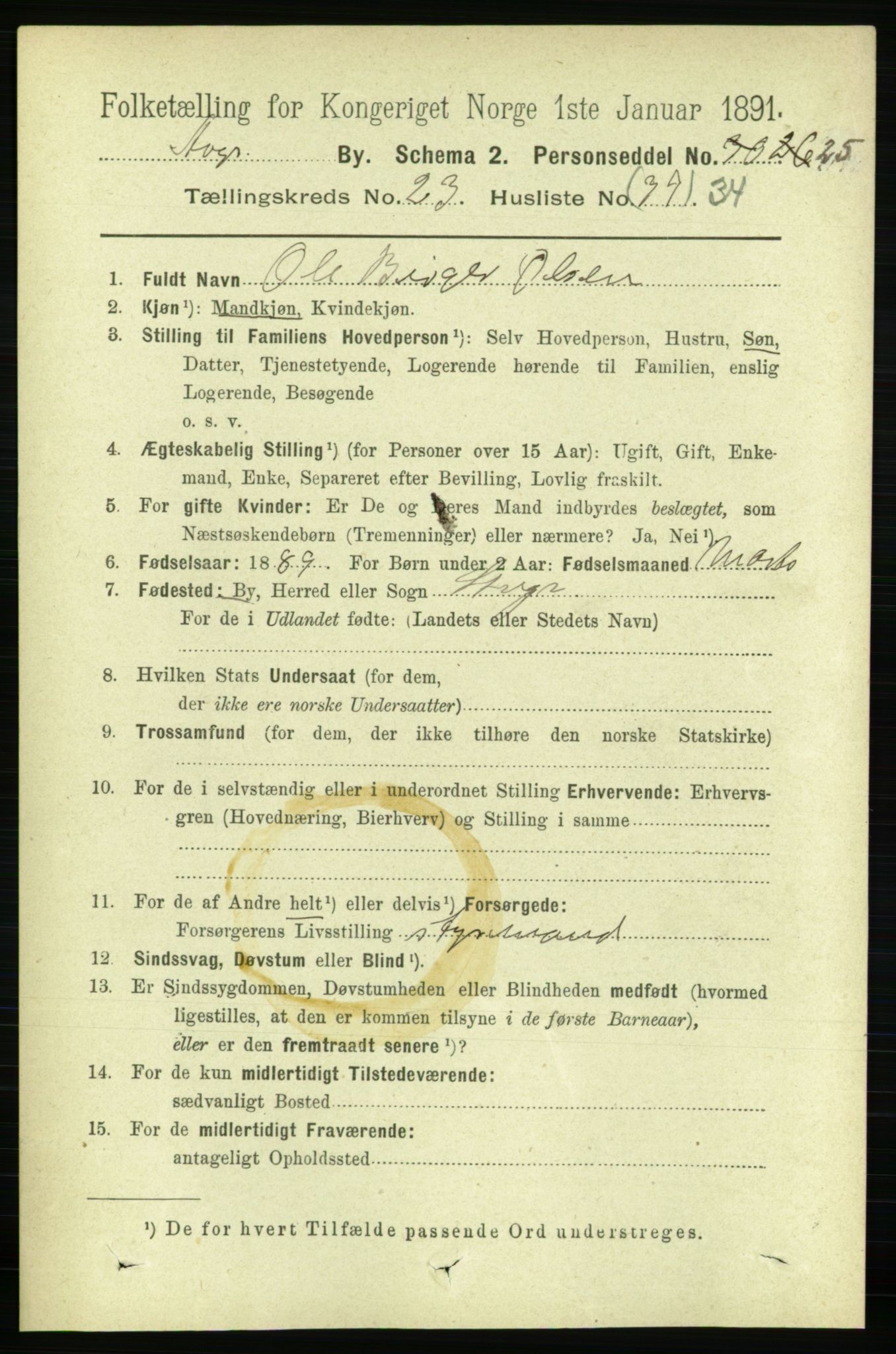 RA, 1891 census for 1103 Stavanger, 1891, p. 25730