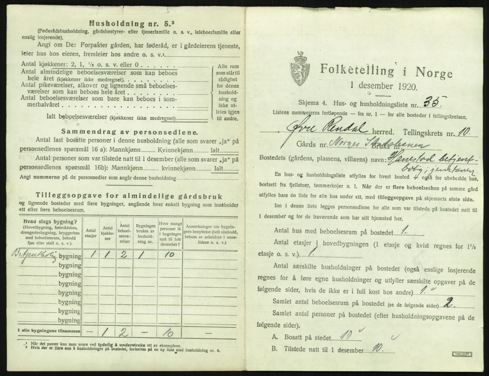 SAH, 1920 census for Øvre Rendal, 1920, p. 677