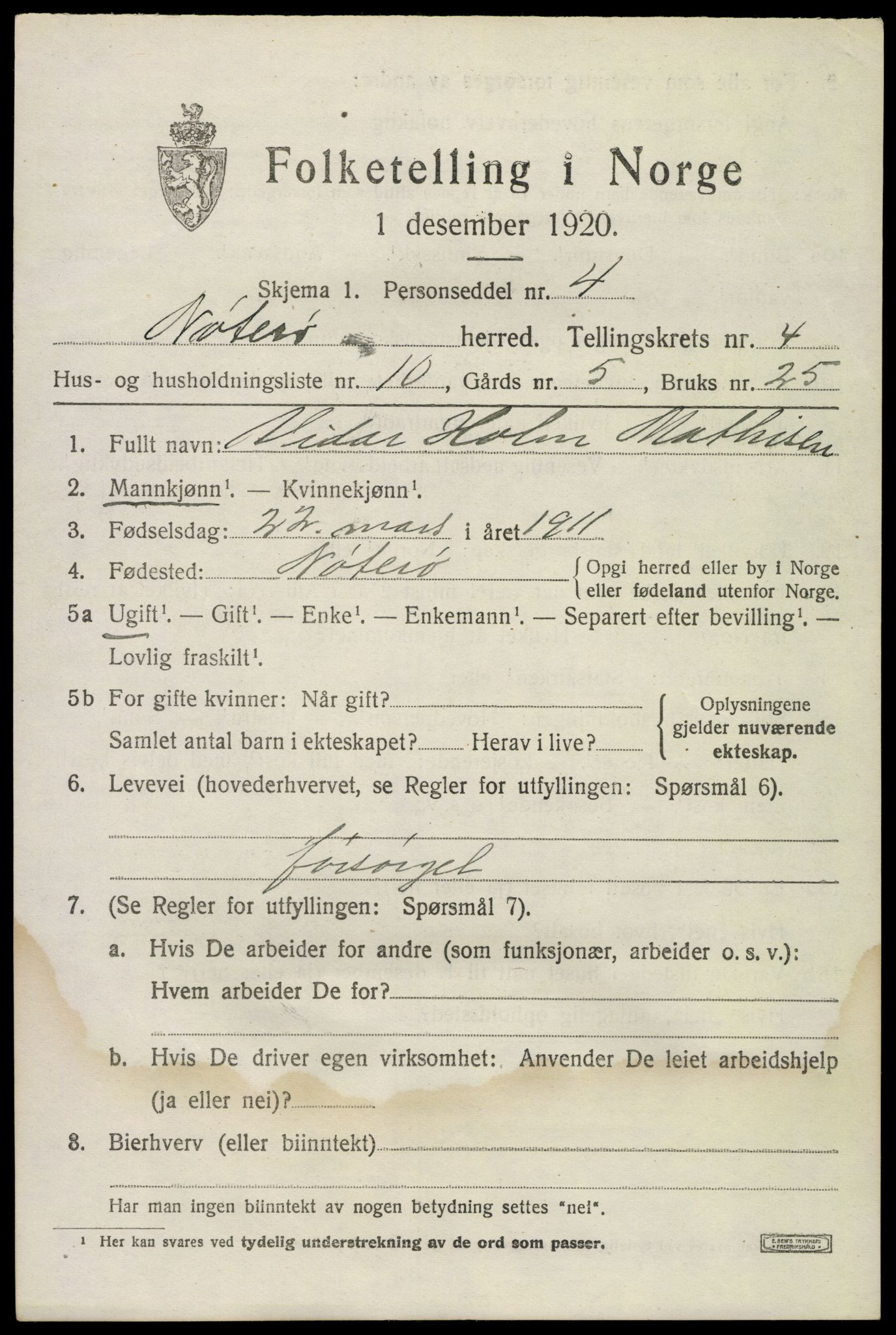 SAKO, 1920 census for Nøtterøy, 1920, p. 6779