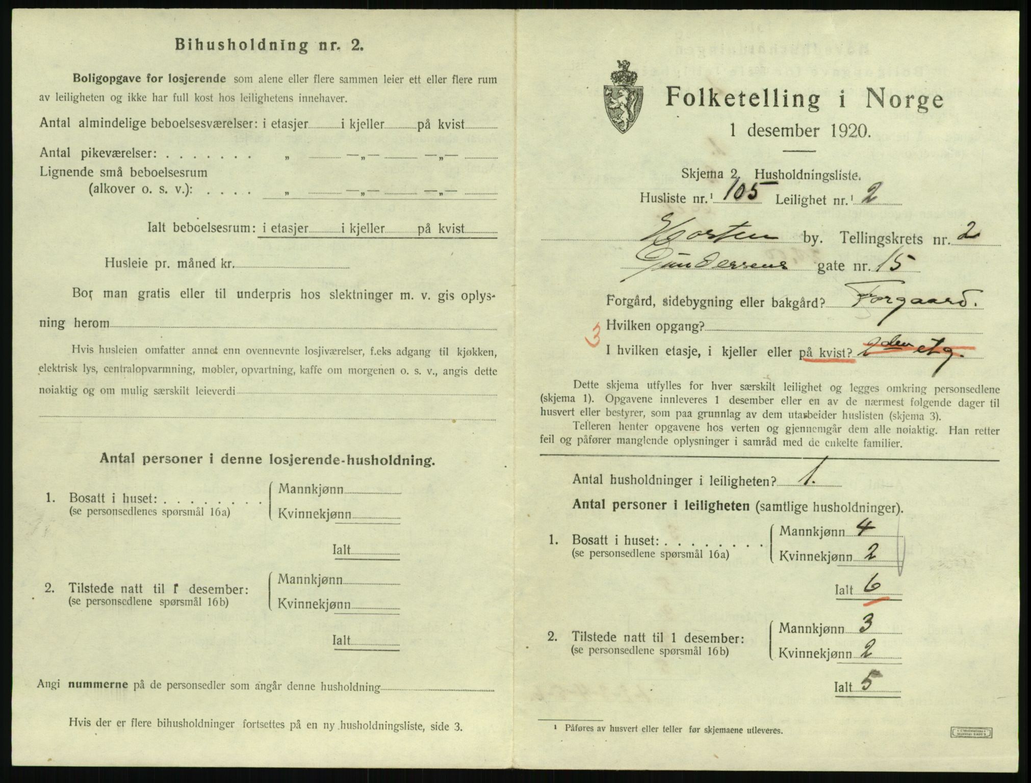 SAKO, 1920 census for Horten, 1920, p. 3729