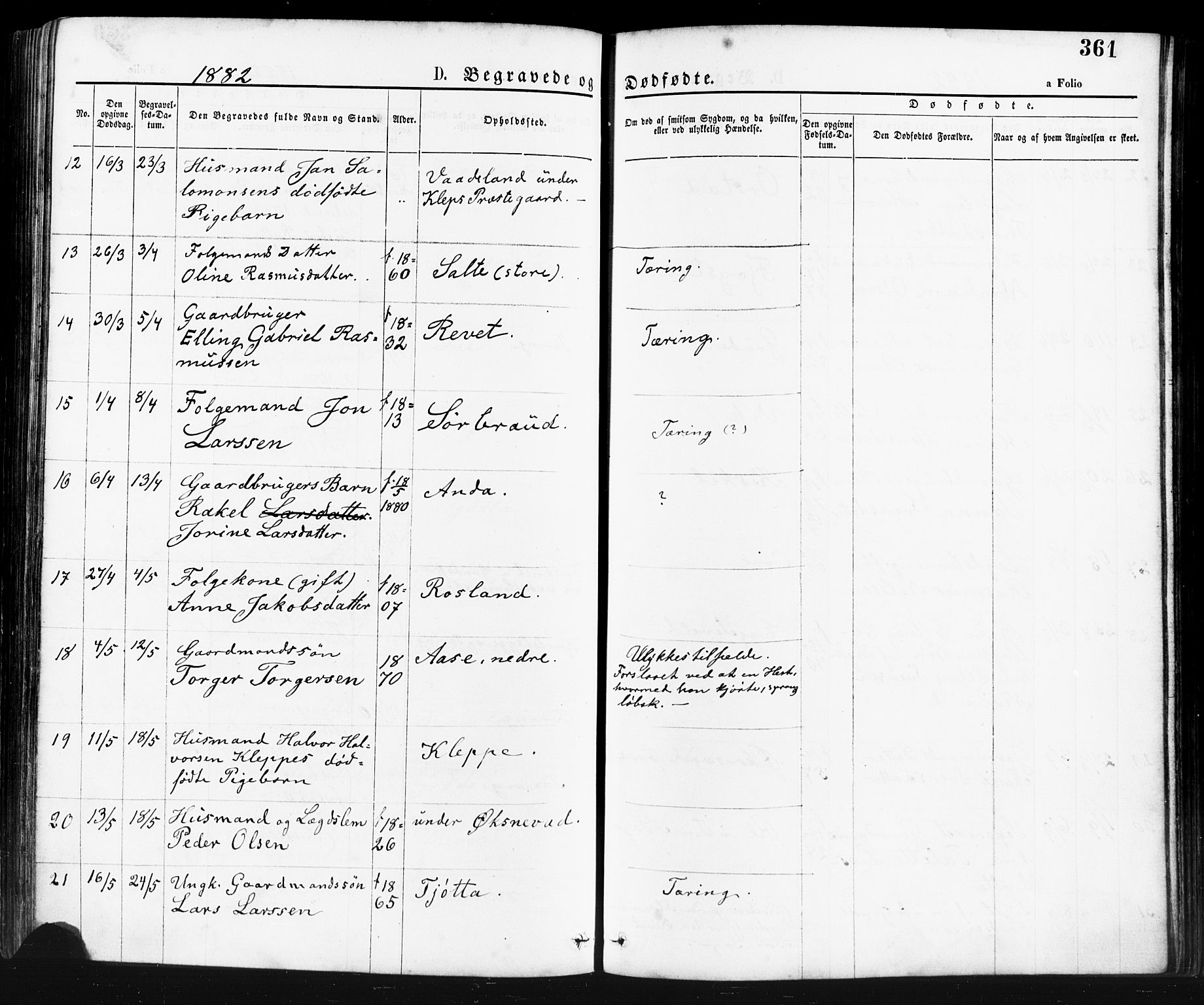 Klepp sokneprestkontor, AV/SAST-A-101803/001/3/30BA/L0006: Parish register (official) no. A 6, 1871-1885, p. 361