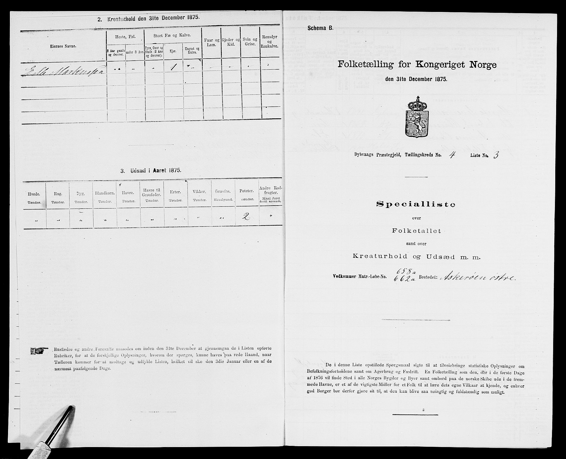 SAK, 1875 census for 0915P Dypvåg, 1875, p. 434