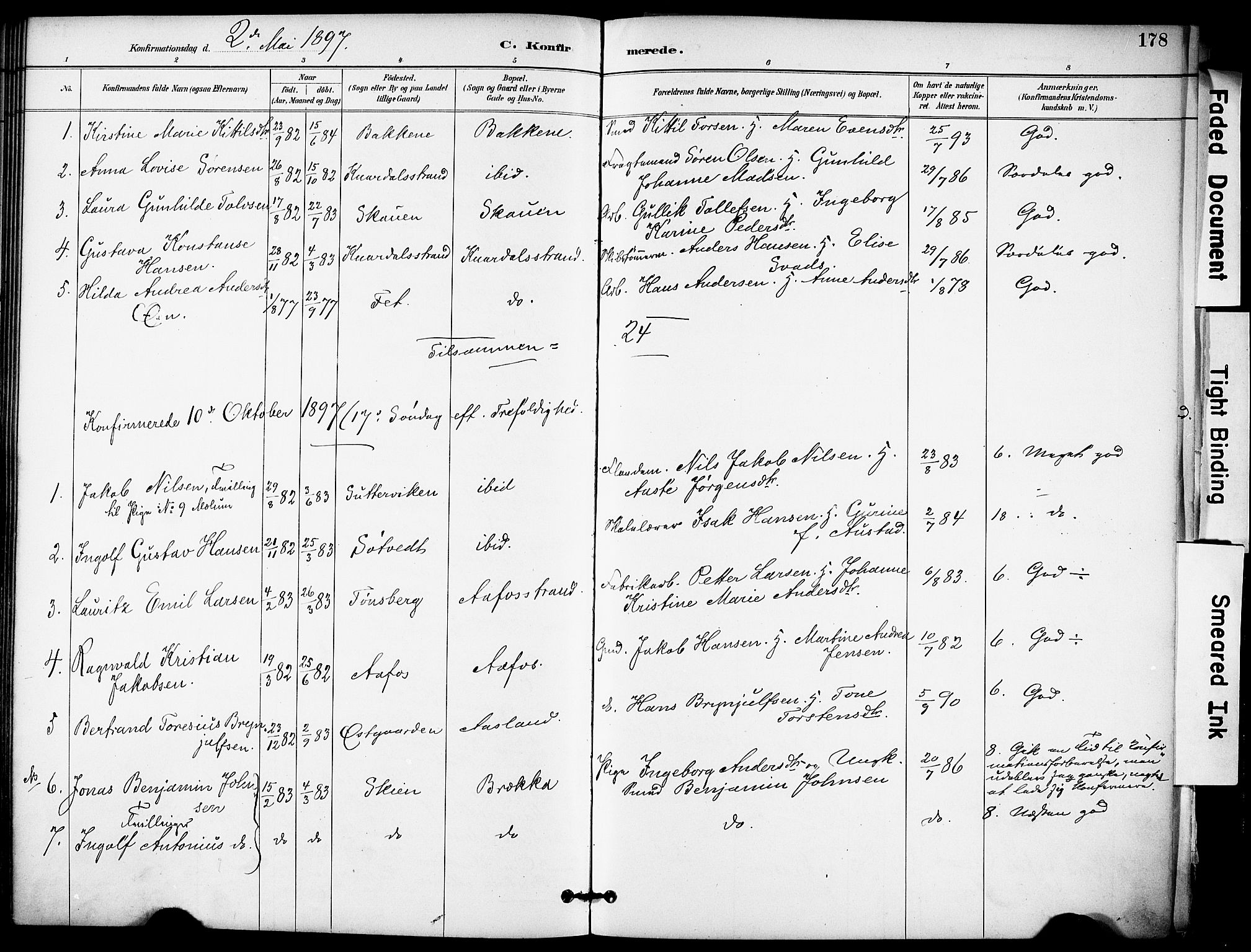 Solum kirkebøker, SAKO/A-306/F/Fa/L0010: Parish register (official) no. I 10, 1888-1898, p. 178