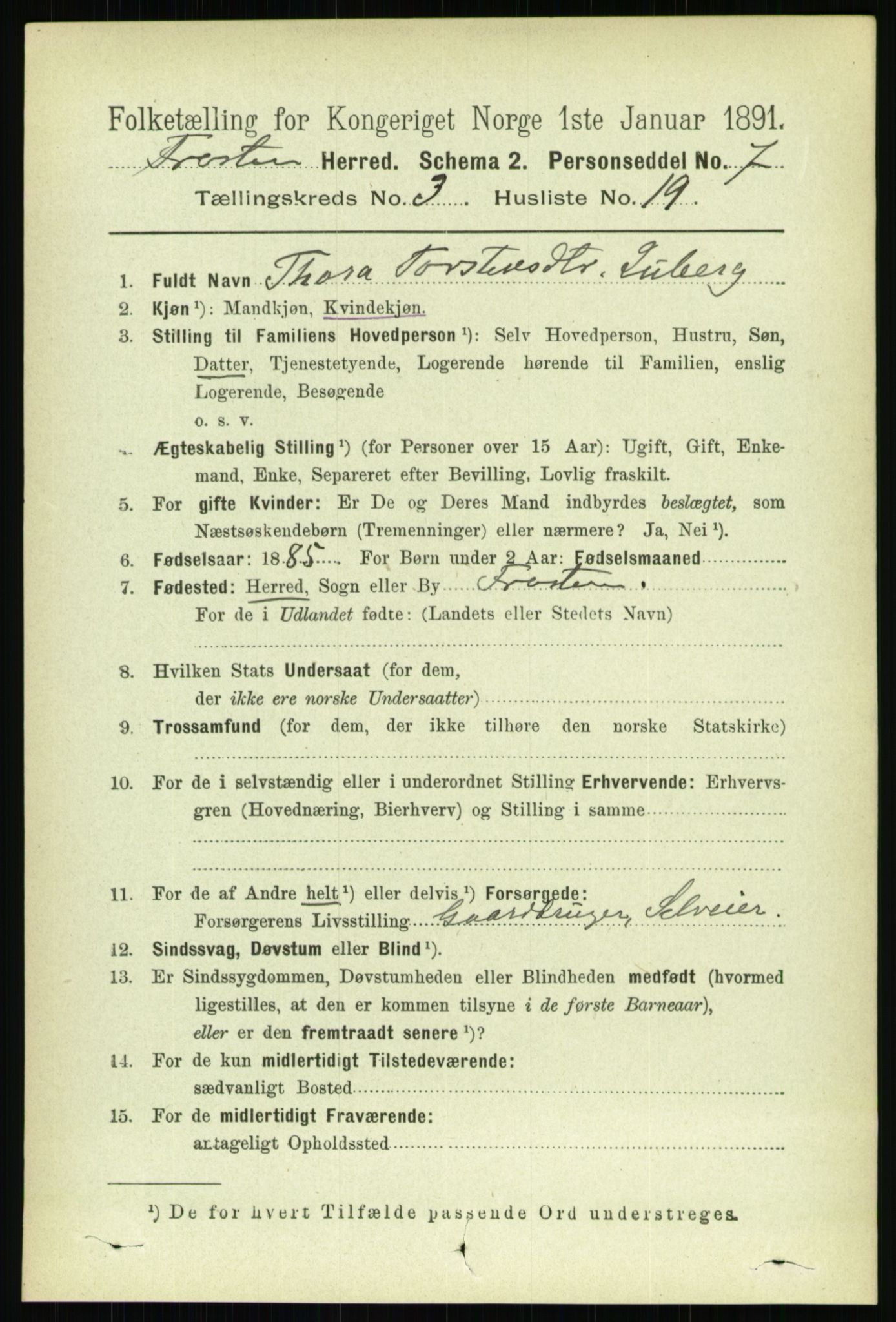 RA, 1891 census for 1717 Frosta, 1891, p. 2010