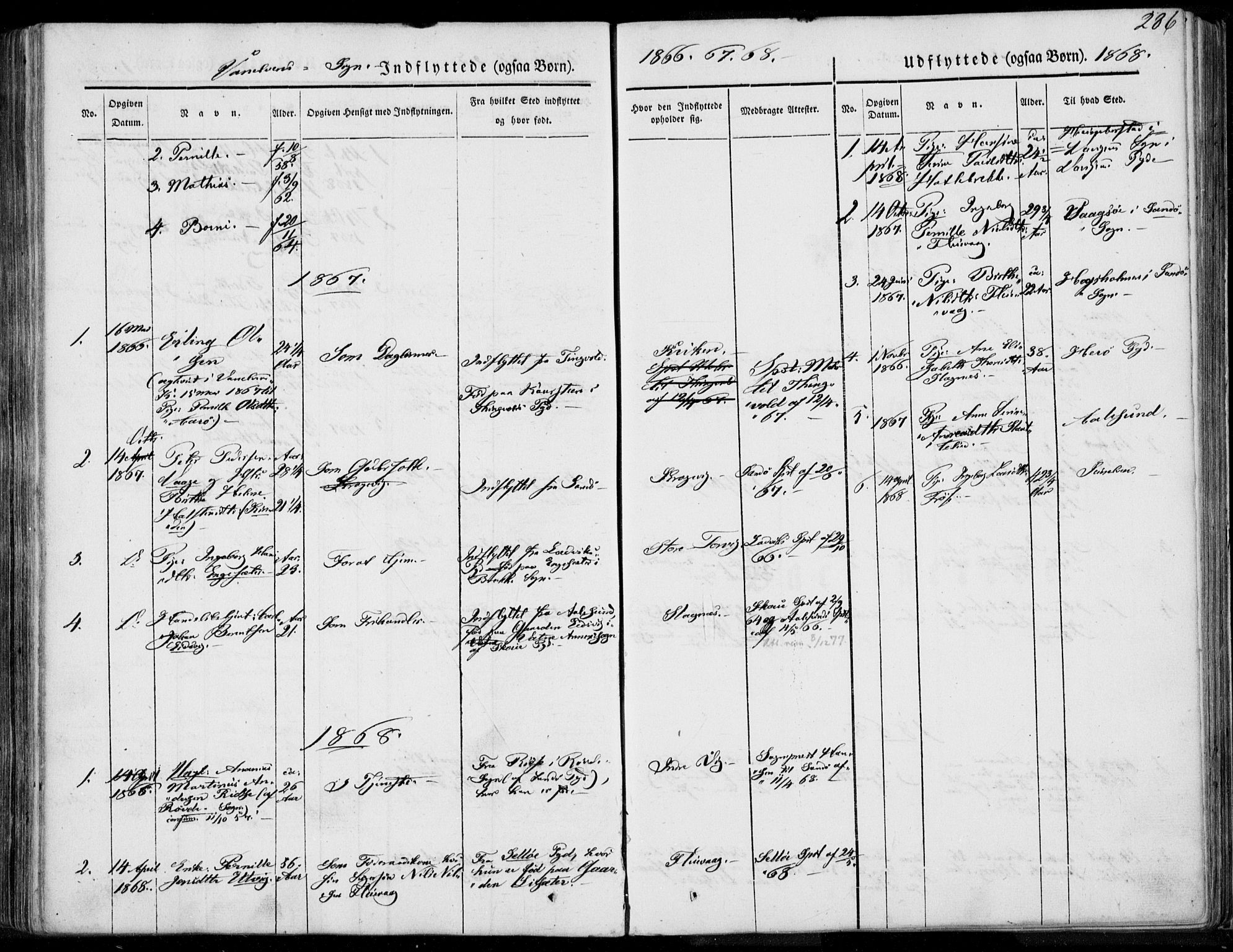 Ministerialprotokoller, klokkerbøker og fødselsregistre - Møre og Romsdal, AV/SAT-A-1454/501/L0006: Parish register (official) no. 501A06, 1844-1868, p. 286