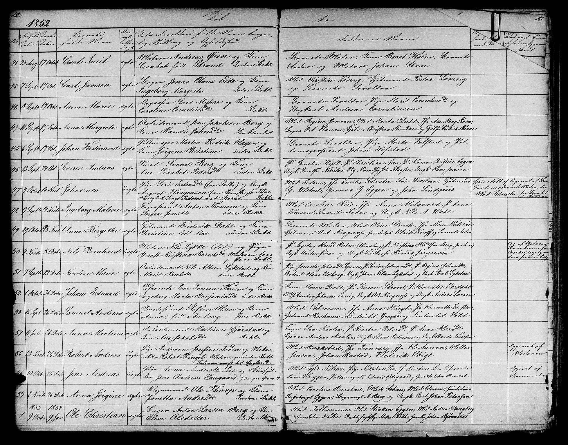 Ministerialprotokoller, klokkerbøker og fødselsregistre - Sør-Trøndelag, SAT/A-1456/604/L0219: Parish register (copy) no. 604C02, 1851-1869, p. 12-13