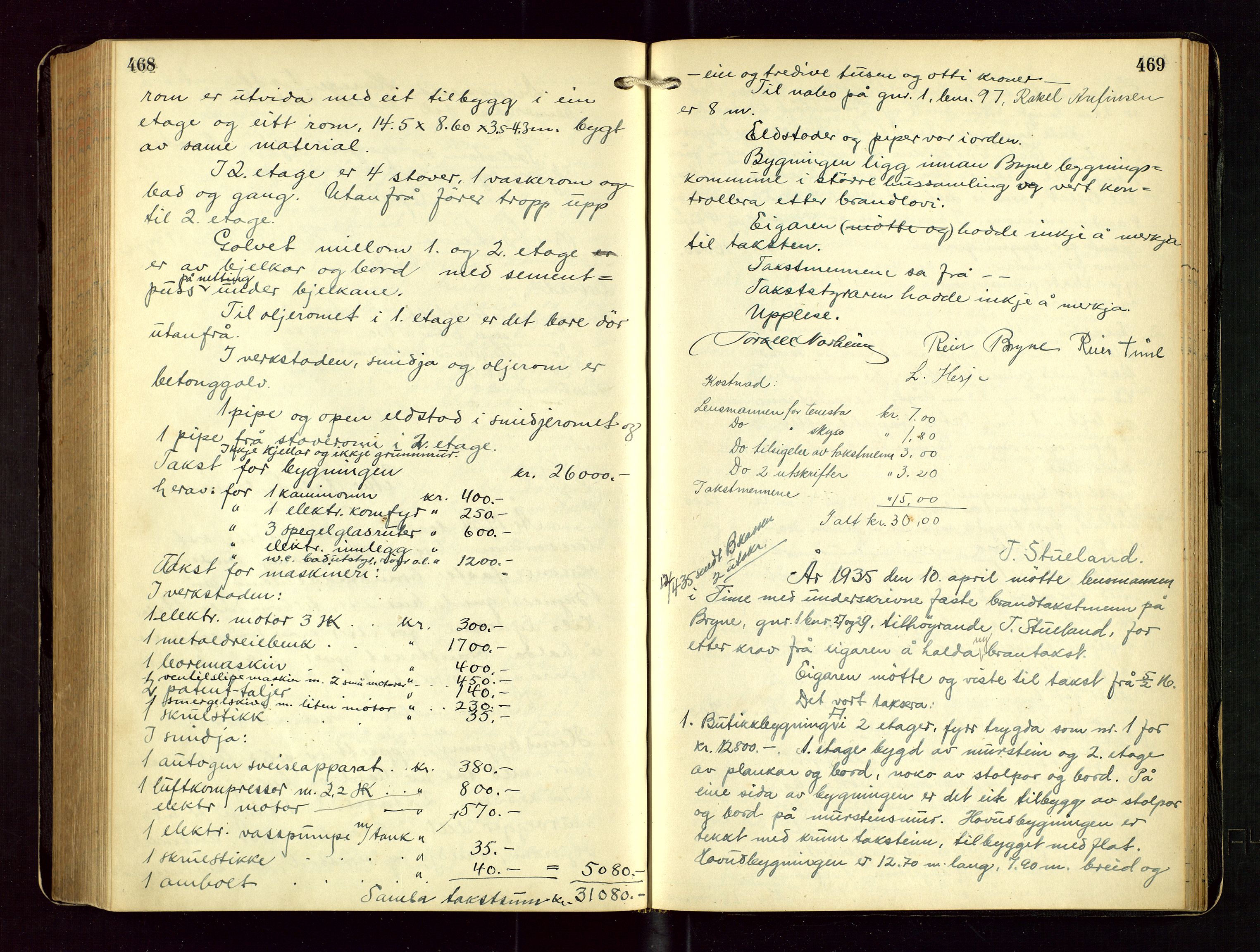 Time lensmannskontor, AV/SAST-A-100420/Goa/L0003: "Brandtakstprotokol", 1918-1944, p. 468-469