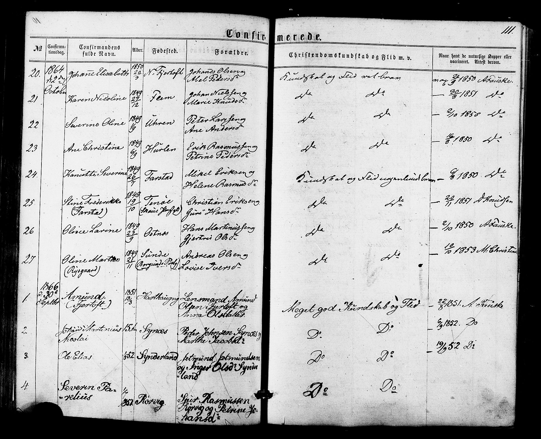 Ministerialprotokoller, klokkerbøker og fødselsregistre - Møre og Romsdal, SAT/A-1454/536/L0498: Parish register (official) no. 536A07, 1862-1875, p. 111