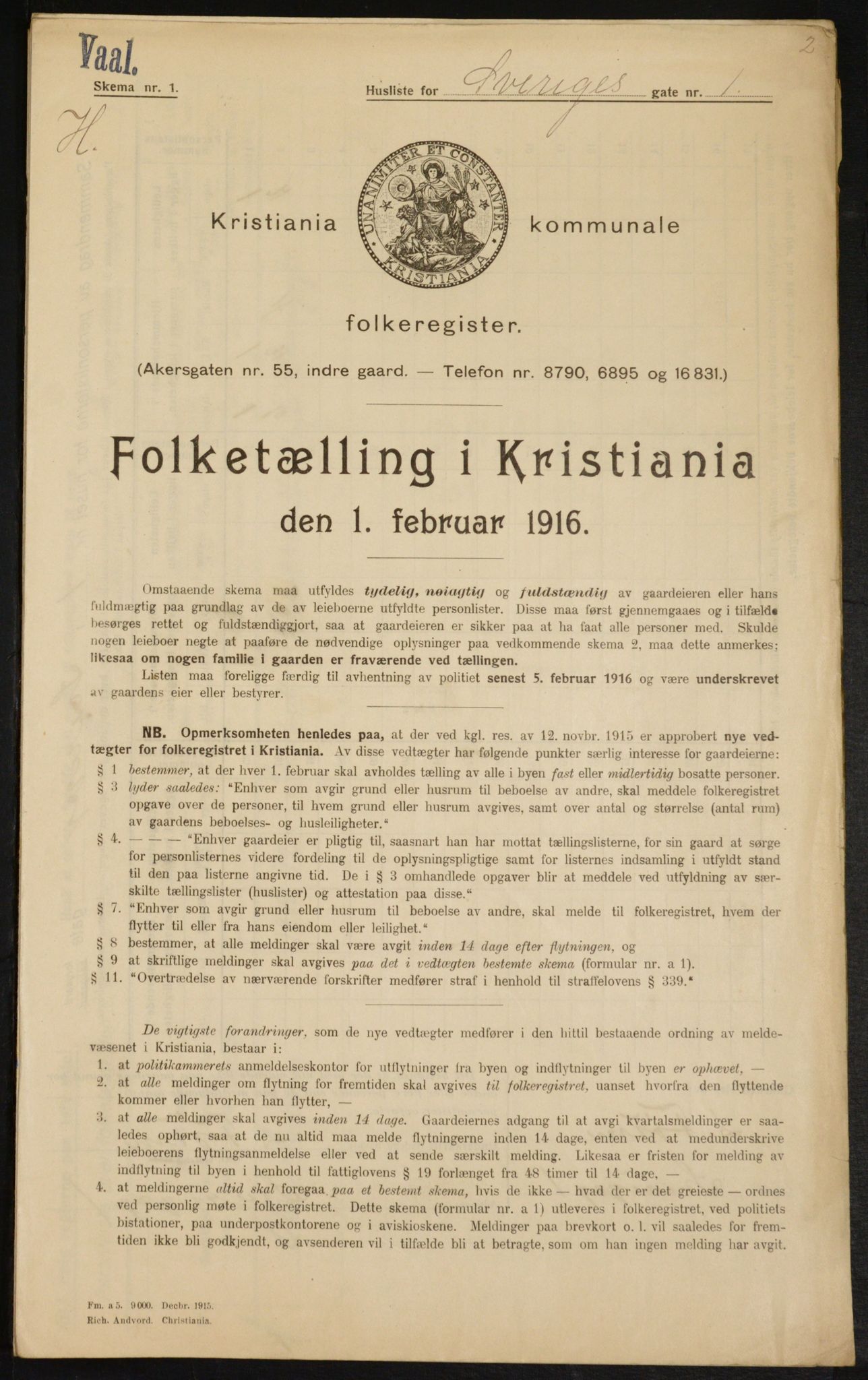 OBA, Municipal Census 1916 for Kristiania, 1916, p. 108727