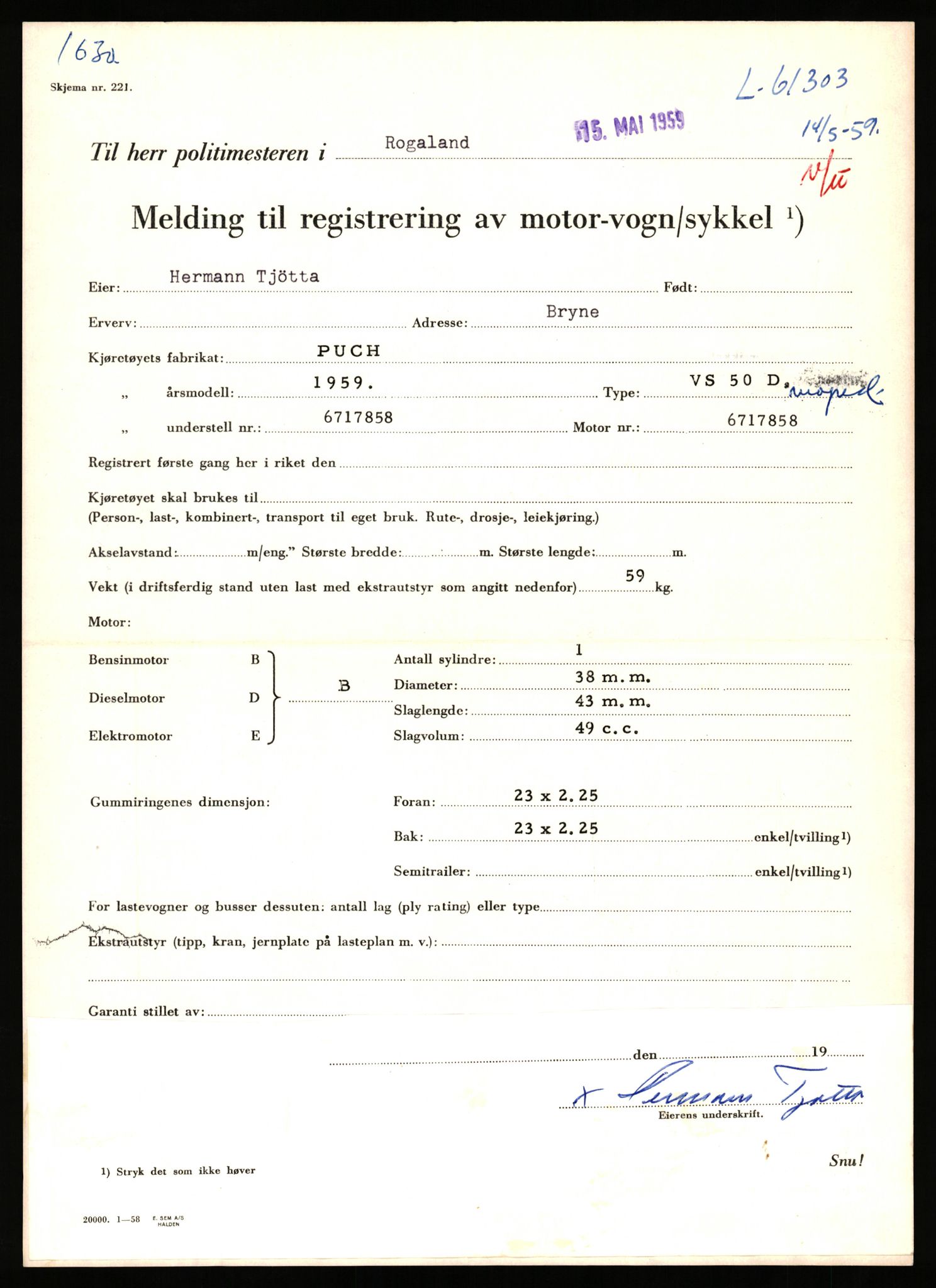 Stavanger trafikkstasjon, AV/SAST-A-101942/0/F/L0061: L-61300 - L-61999, 1930-1971, p. 11