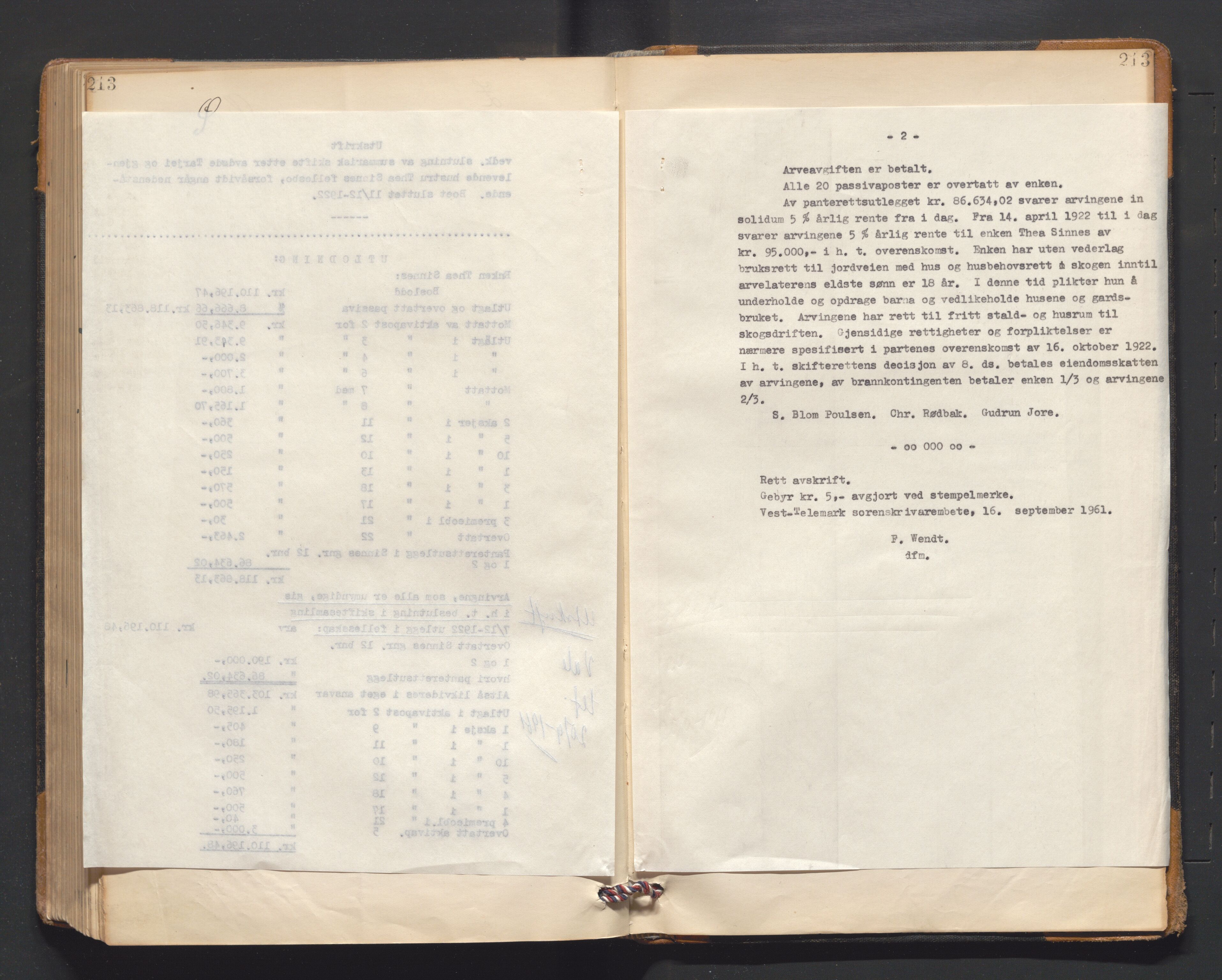 Vest-Telemark sorenskriveri, AV/SAKO-A-134/H/Ha/Hac/L0014: Skifteutlodningsprotokoll, 1922-1927, p. 215