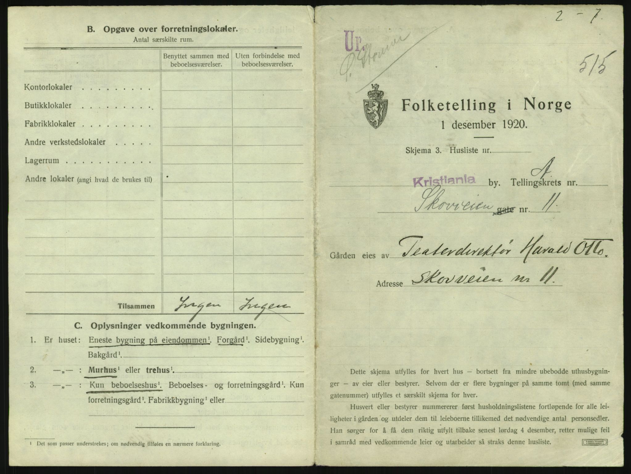 SAO, 1920 census for Kristiania, 1920, p. 96647