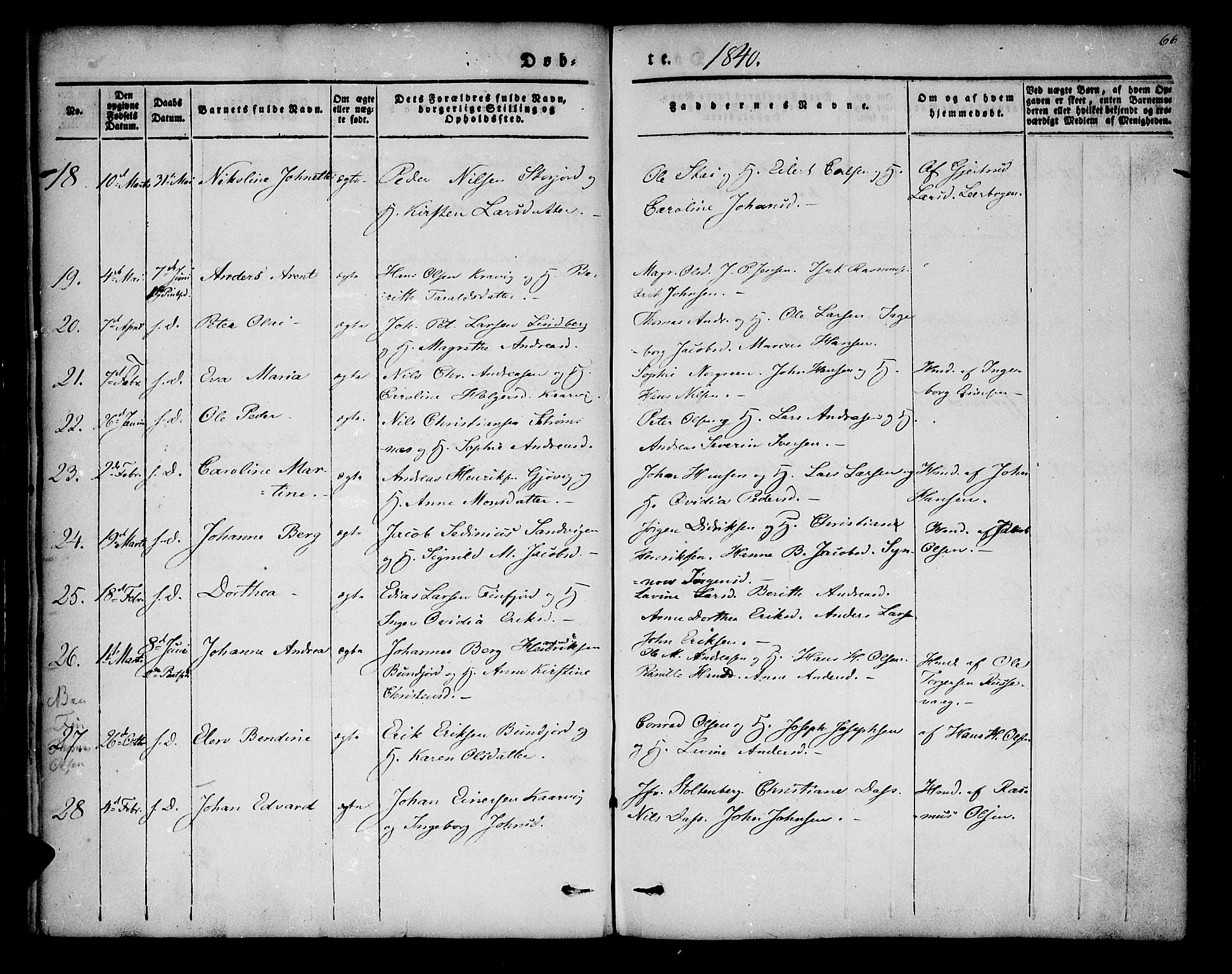 Lenvik sokneprestembete, SATØ/S-1310/H/Ha/Haa/L0004kirke: Parish register (official) no. 4, 1832-1844, p. 66
