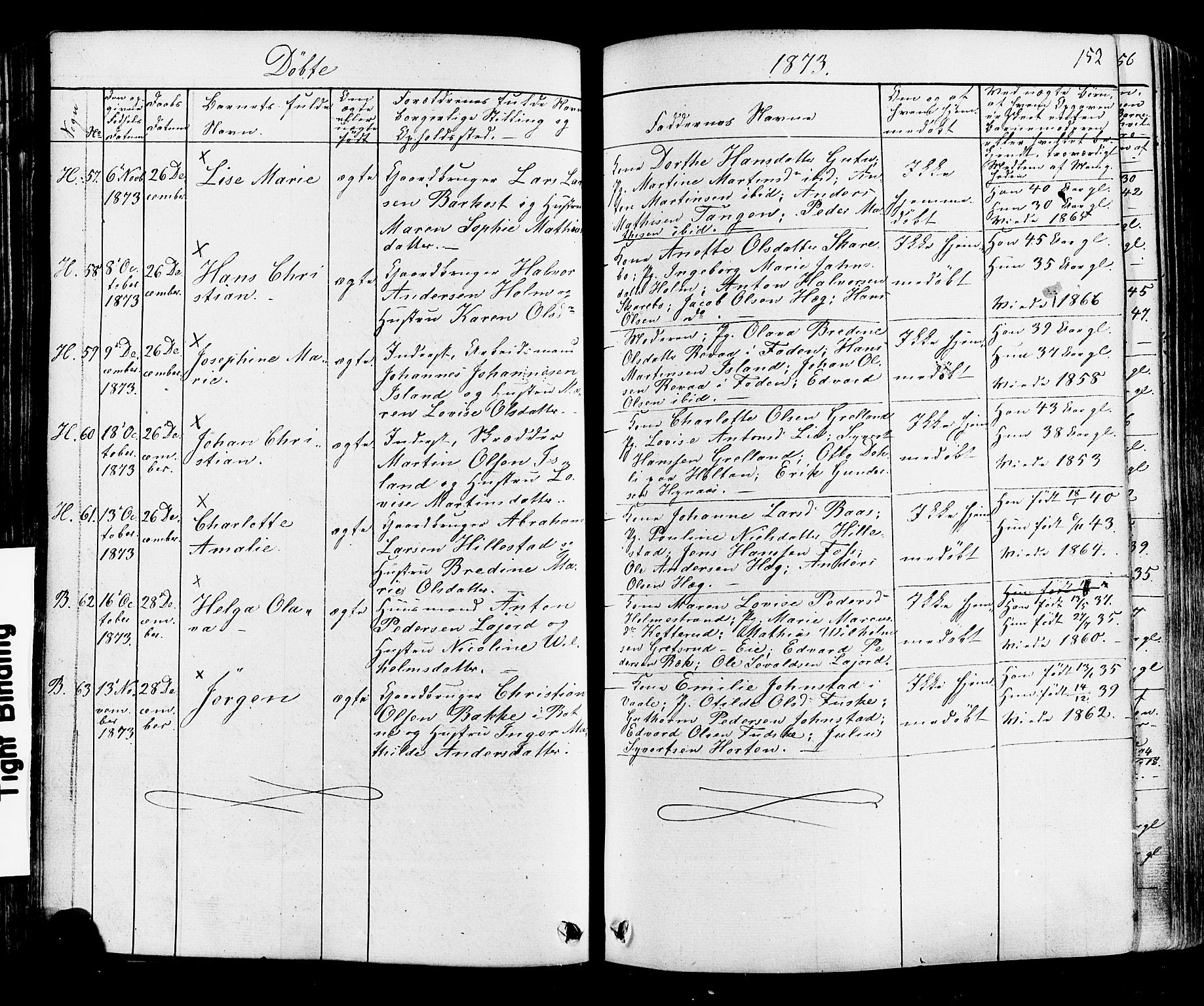 Botne kirkebøker, AV/SAKO-A-340/F/Fa/L0006: Parish register (official) no. I 6, 1836-1877, p. 152