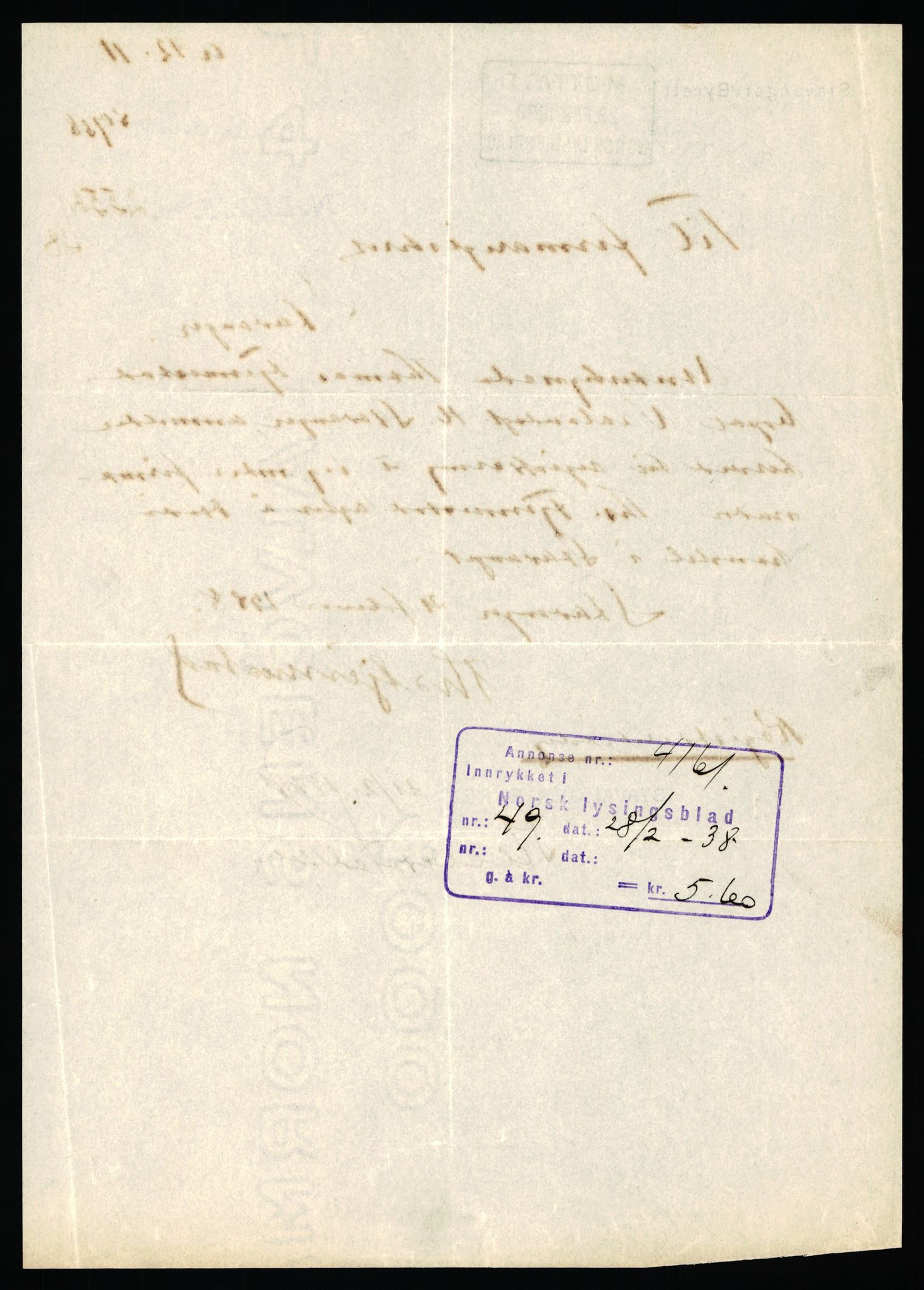 Stavanger byfogd, SAST/A-101408/002/J/Jd/Jde/L0003: Registreringsmeldinger og bilag. Enkeltmannsforetak, 751-1000, 1928-1976, p. 8