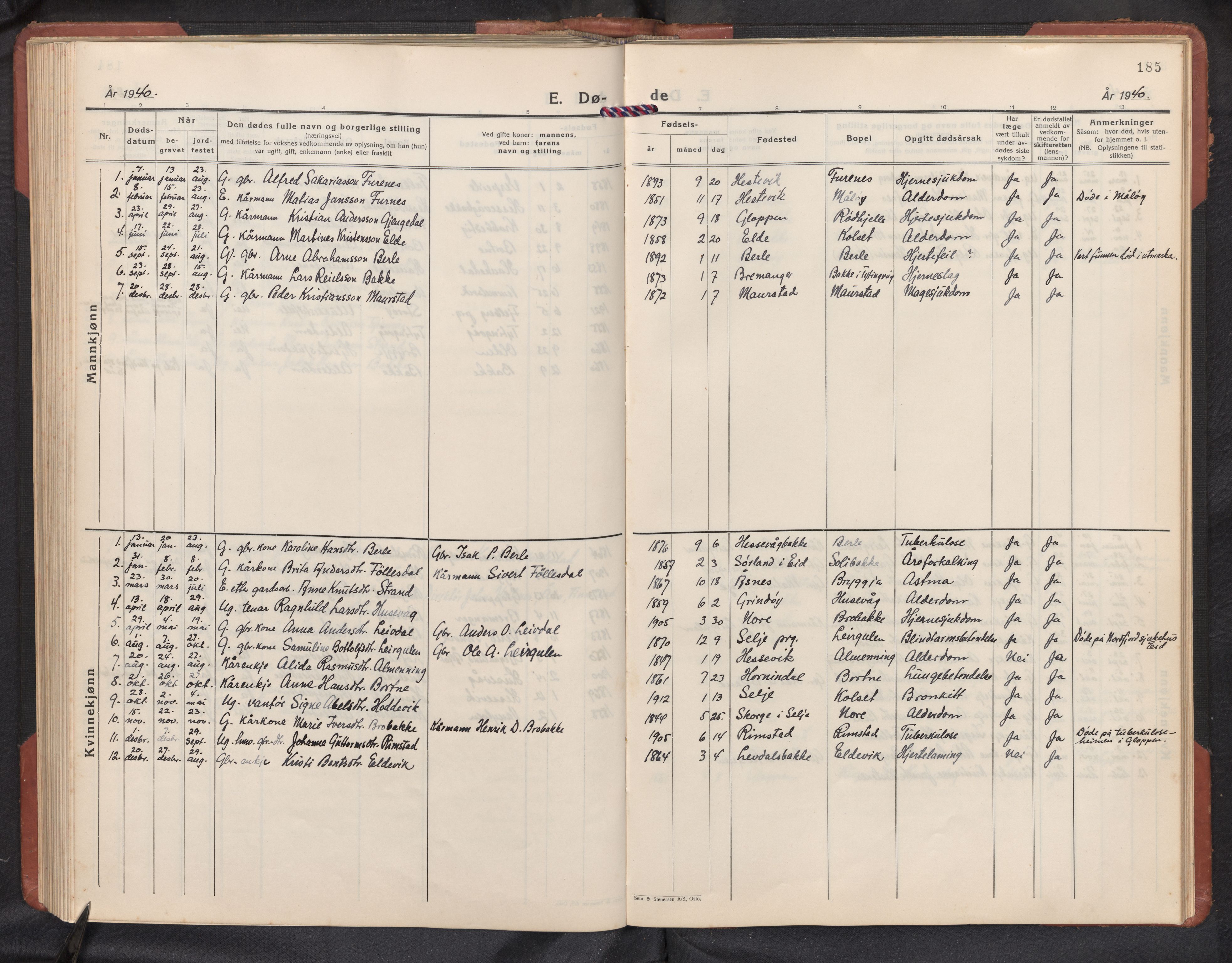 Davik sokneprestembete, AV/SAB-A-79701/H/Hab/Habc/L0004: Parish register (copy) no. C 4, 1930-1952, p. 184b-185a