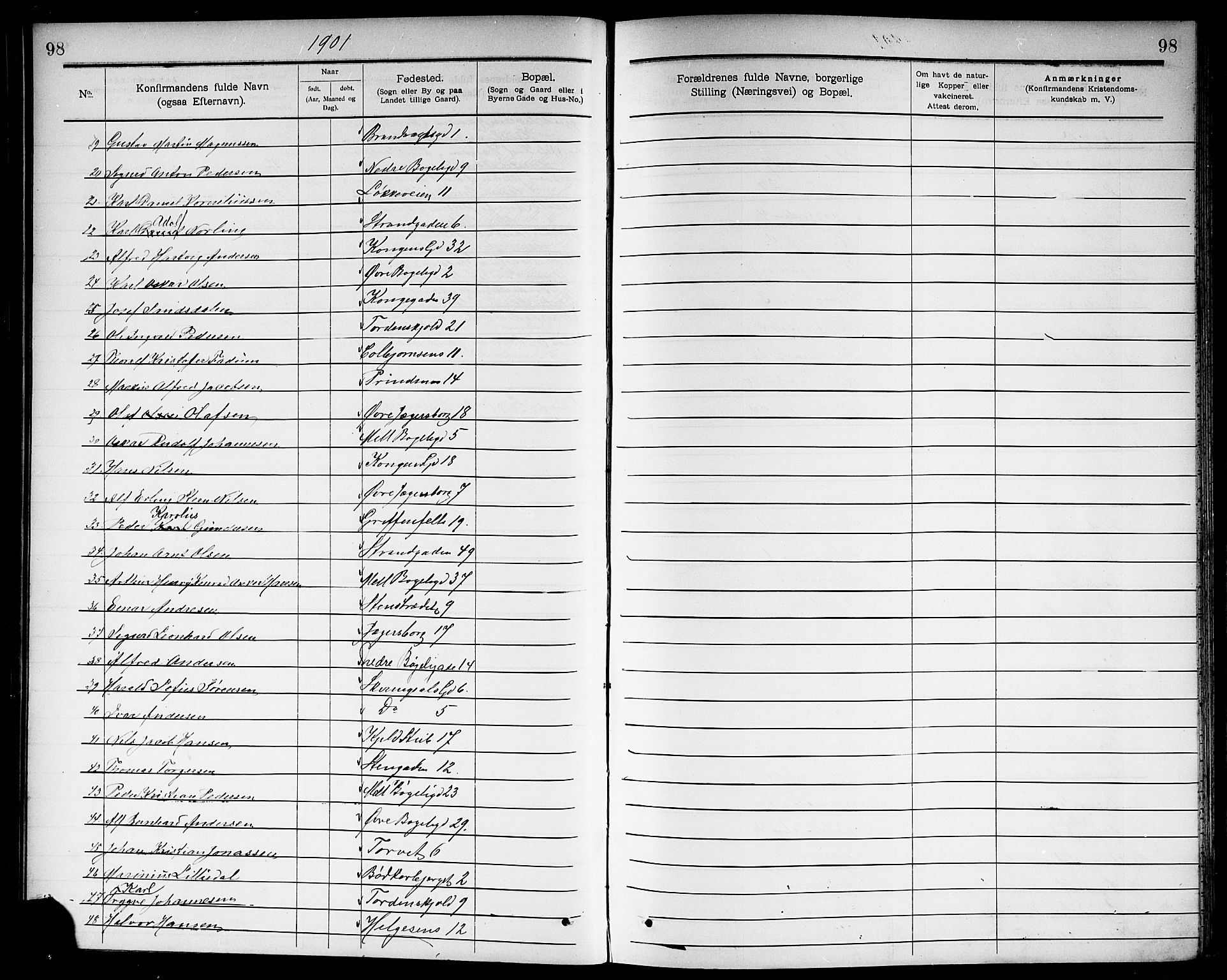 Larvik kirkebøker, AV/SAKO-A-352/G/Ga/L0006: Parish register (copy) no. I 6, 1888-1917, p. 98