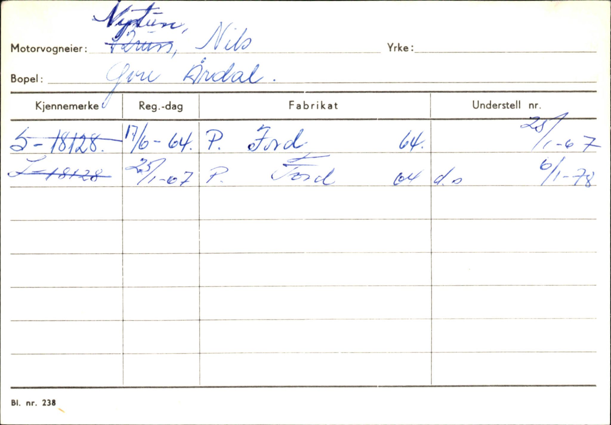 Statens vegvesen, Sogn og Fjordane vegkontor, AV/SAB-A-5301/4/F/L0145: Registerkort Vågsøy S-Å. Årdal I-P, 1945-1975, p. 2211