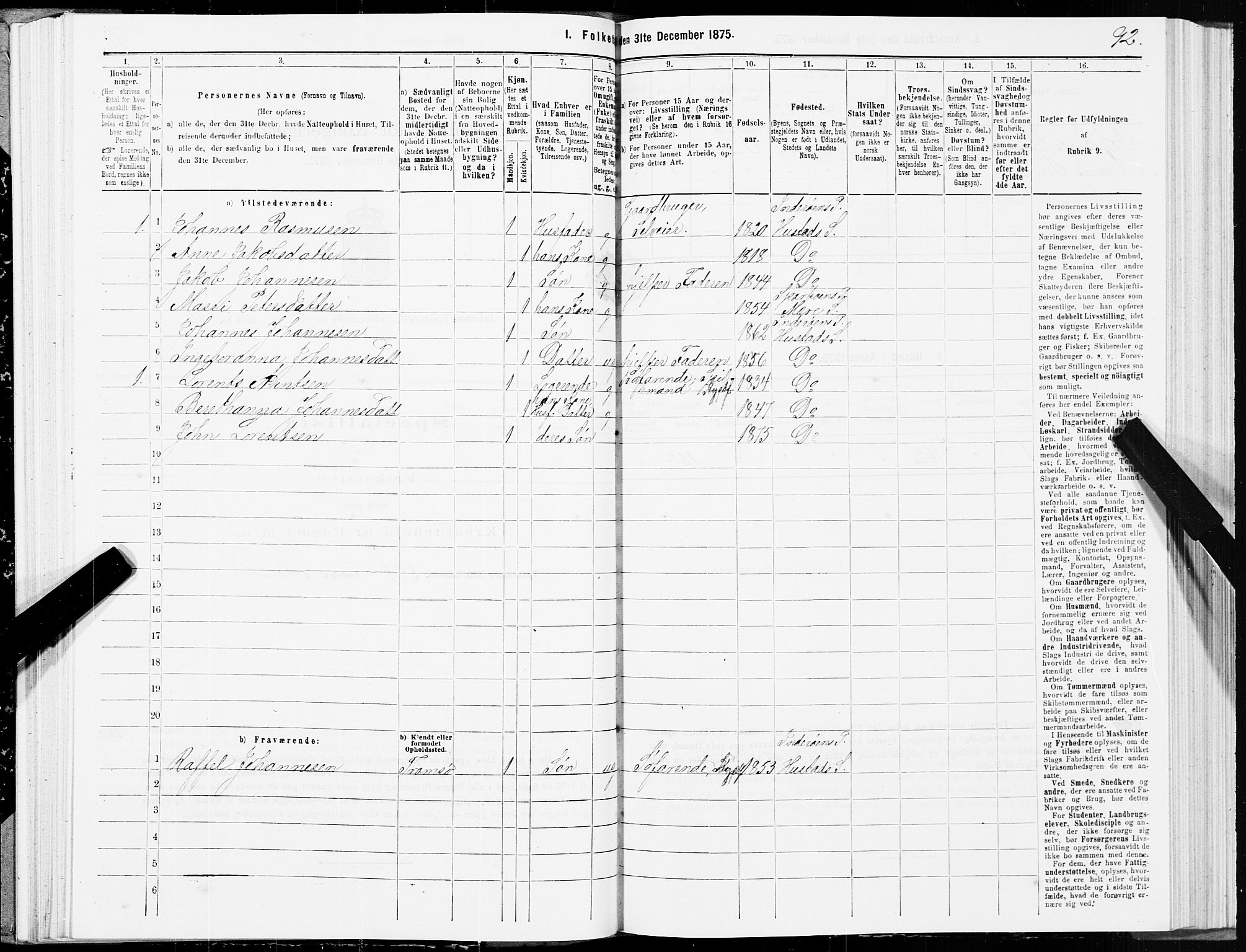 SAT, 1875 census for 1729P Inderøy, 1875, p. 6092