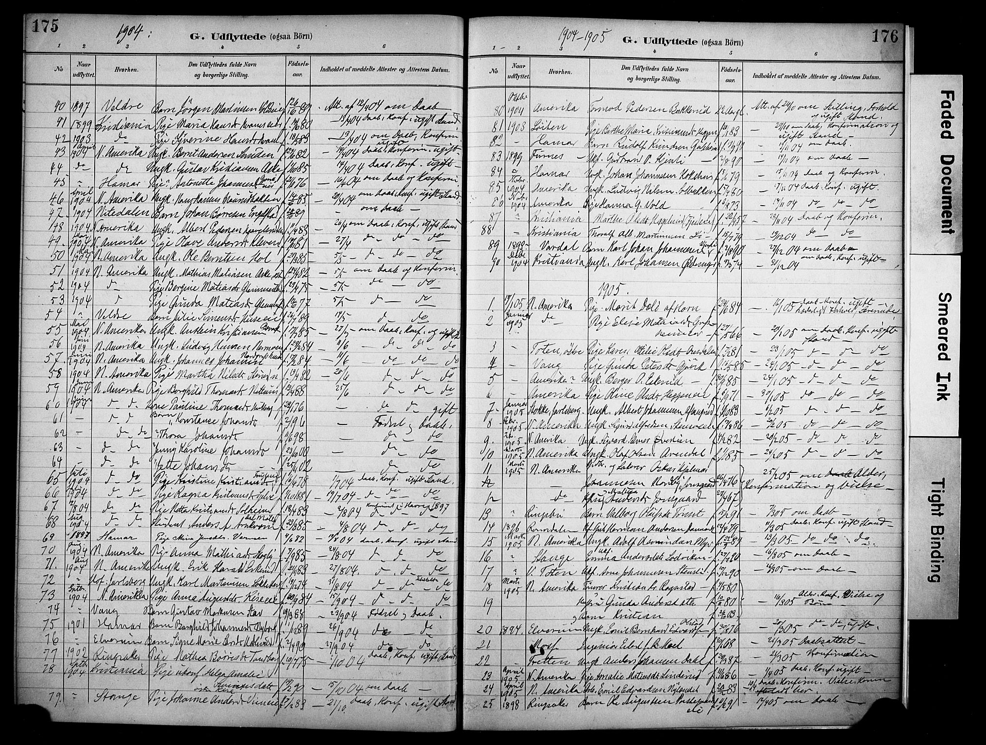 Nes prestekontor, Hedmark, SAH/PREST-020/K/Ka/L0011: Parish register (official) no. 11, 1887-1905, p. 175-176