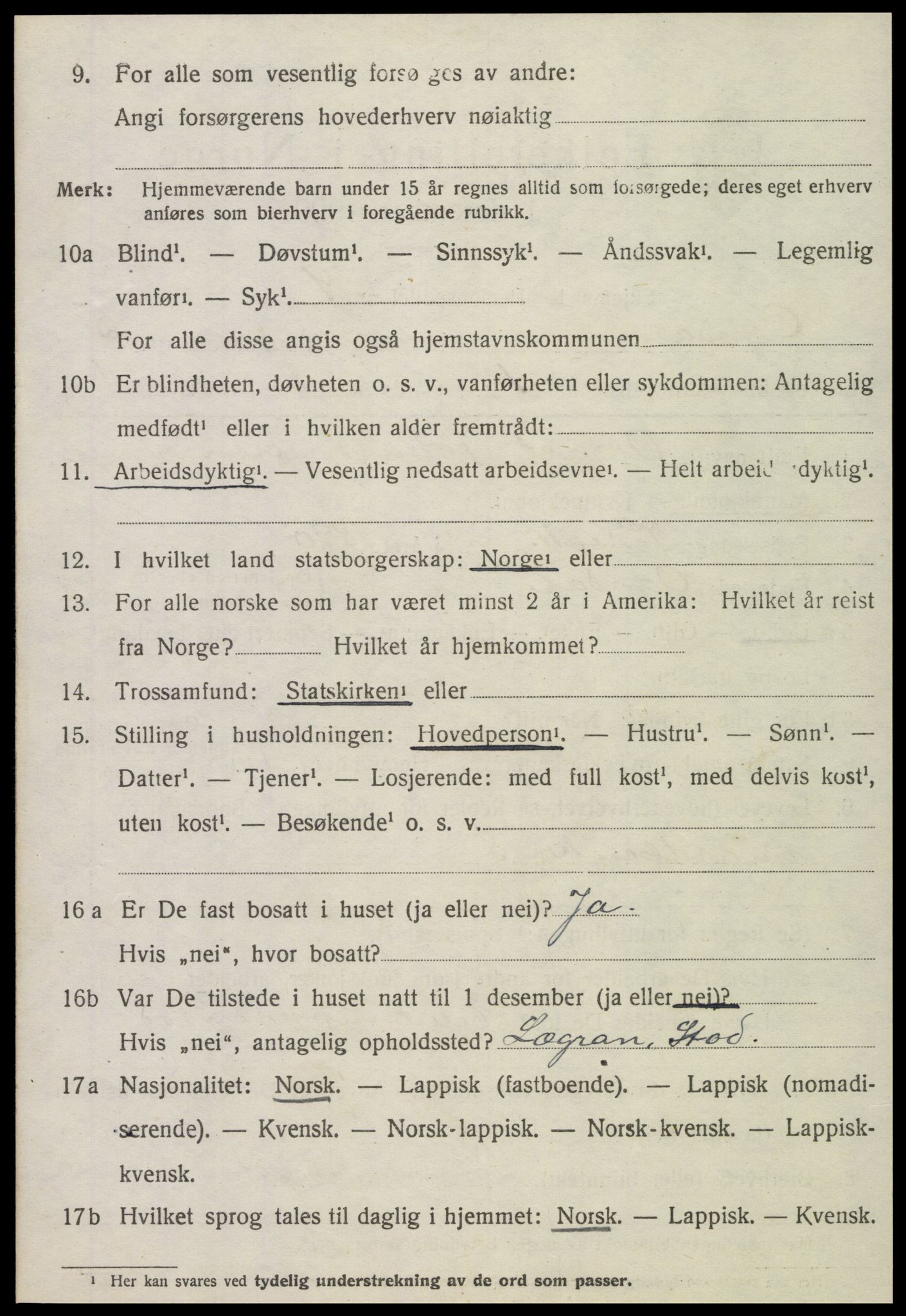SAT, 1920 census for Ogndal, 1920, p. 1946