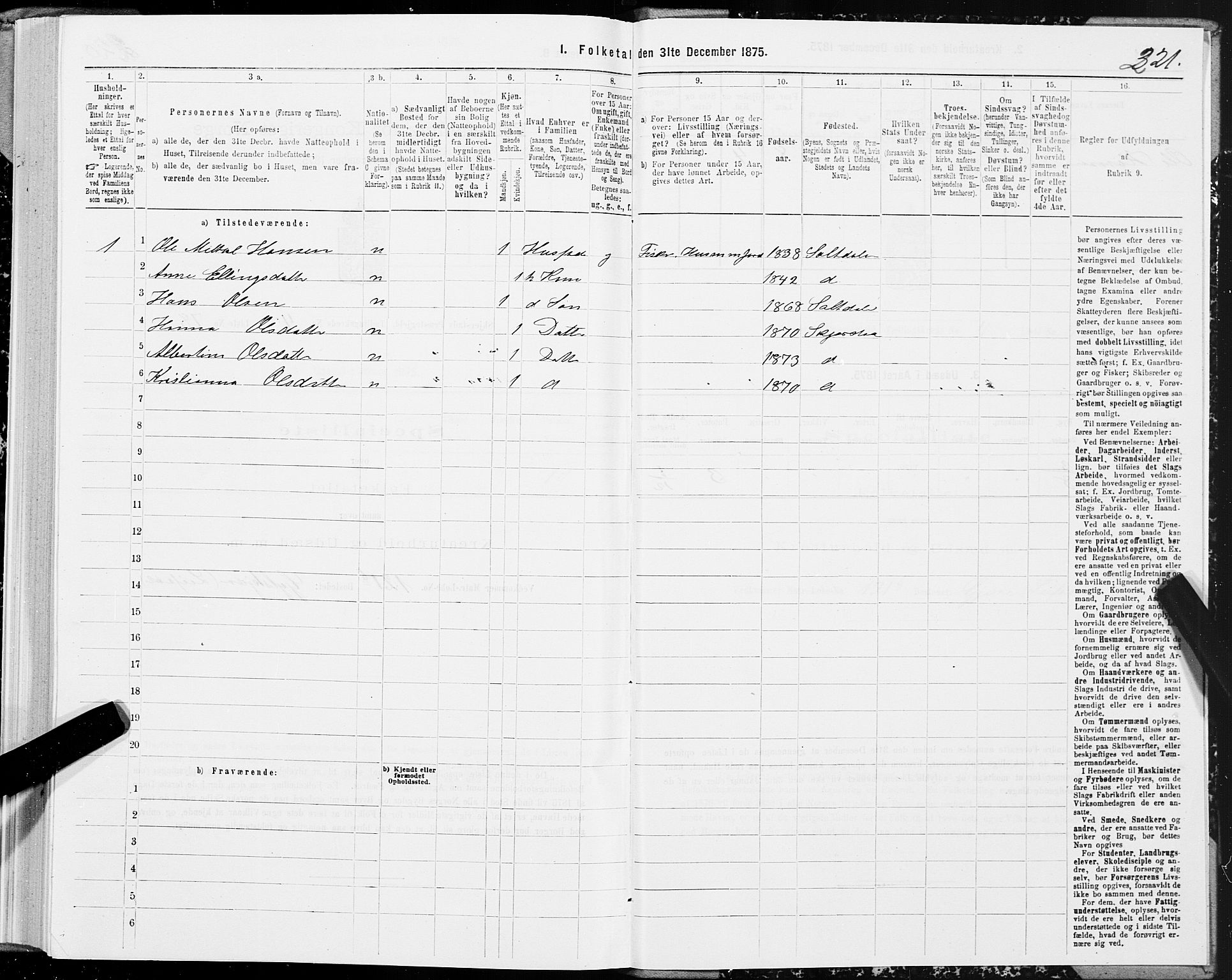 SAT, 1875 census for 1842P Skjerstad, 1875, p. 2221