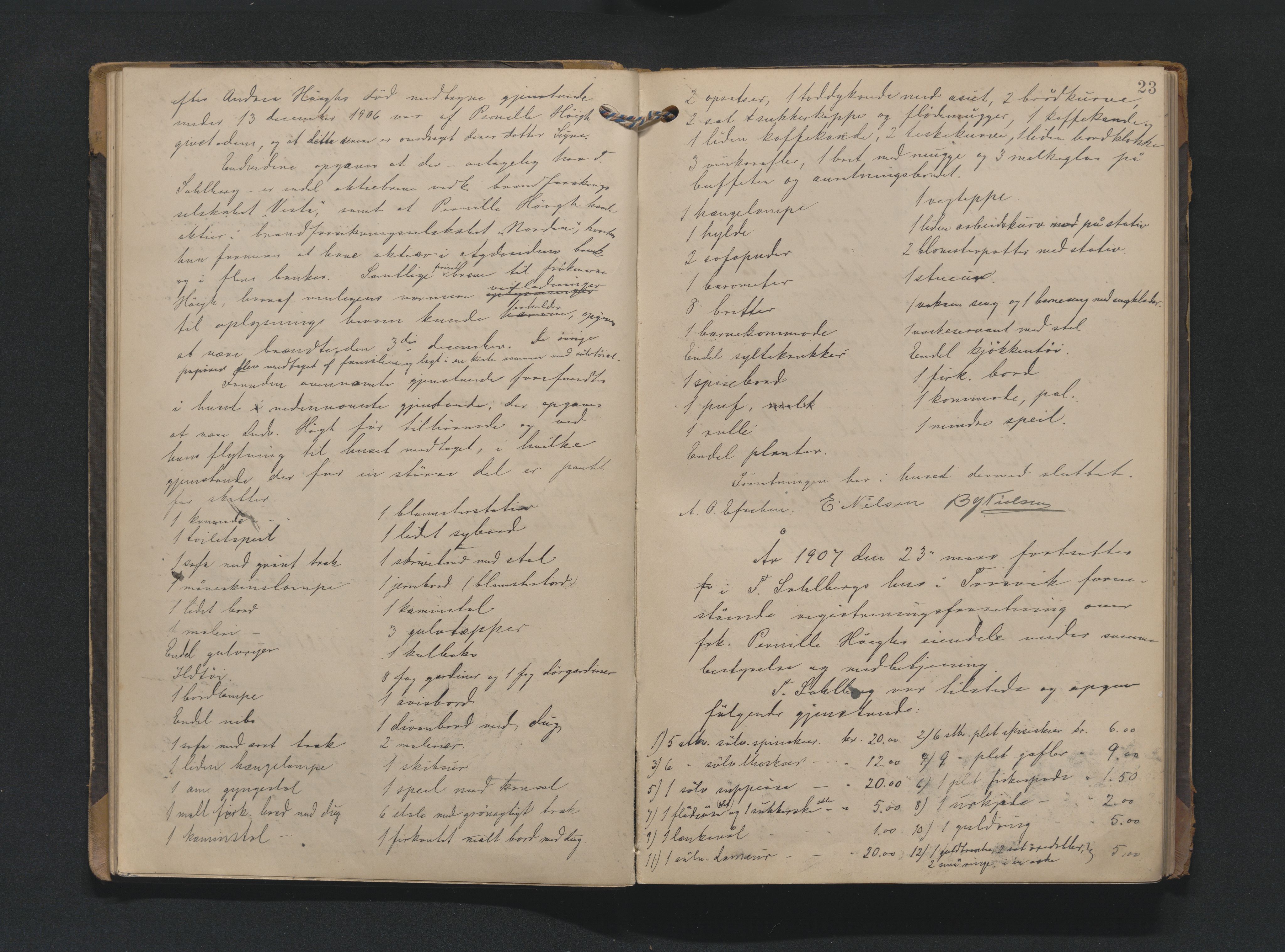 Bamble sorenskriveri, AV/SAKO-A-214/H/Hb/Hbb/Hbbe/L0001: Skifteregisreringsprotokoll, 1903-1929, p. 22b-23a