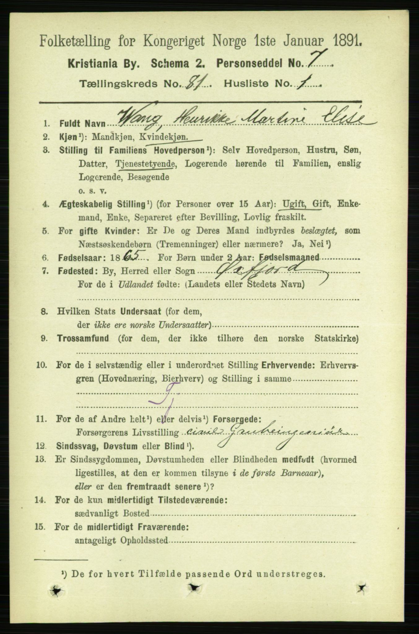 RA, 1891 census for 0301 Kristiania, 1891, p. 41531
