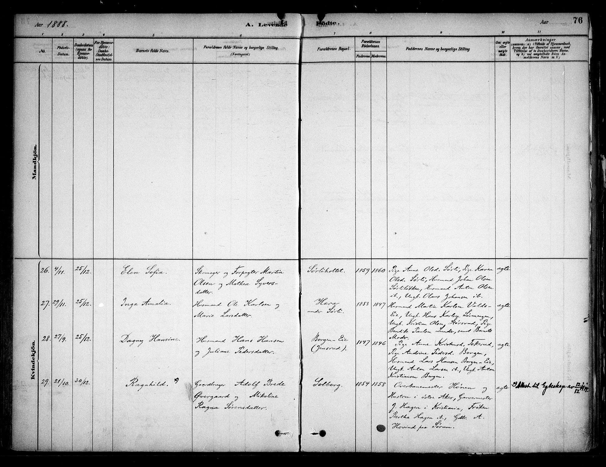 Sørum prestekontor Kirkebøker, AV/SAO-A-10303/F/Fa/L0007: Parish register (official) no. I 7, 1878-1914, p. 76